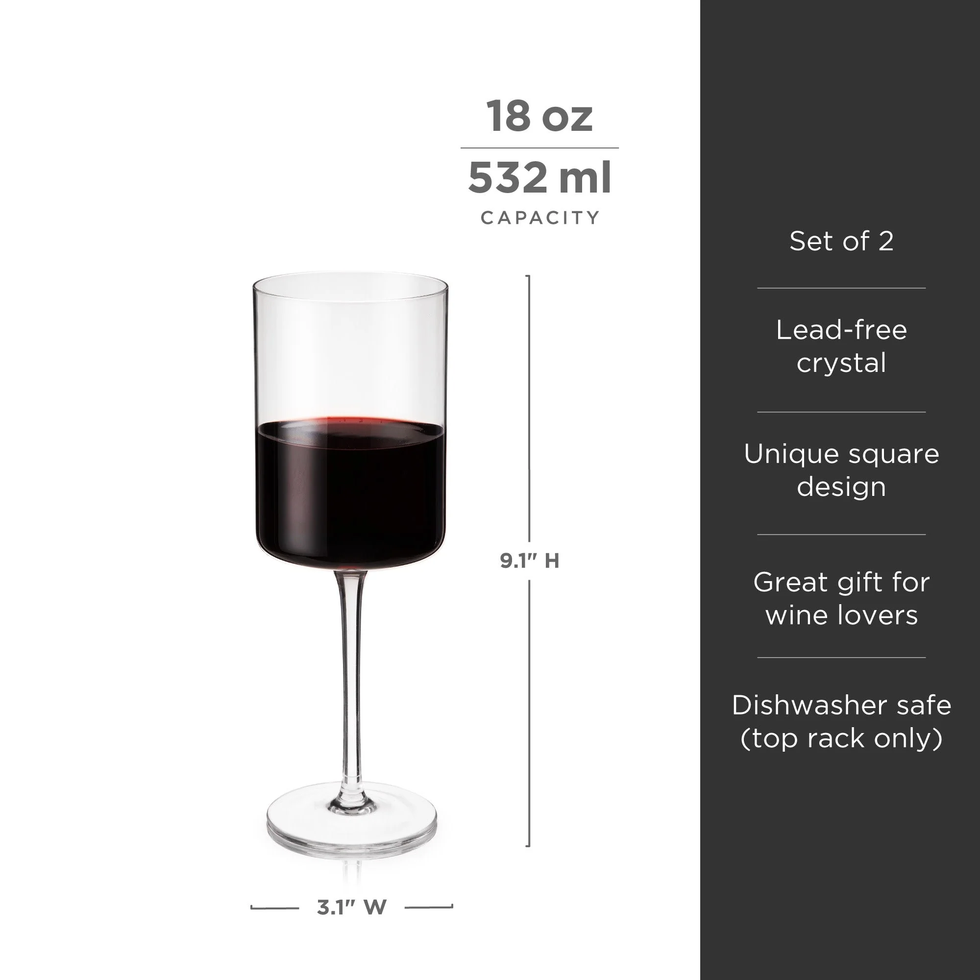Laurel Crystal Red Wine Glasses Set of 2 - Image 6