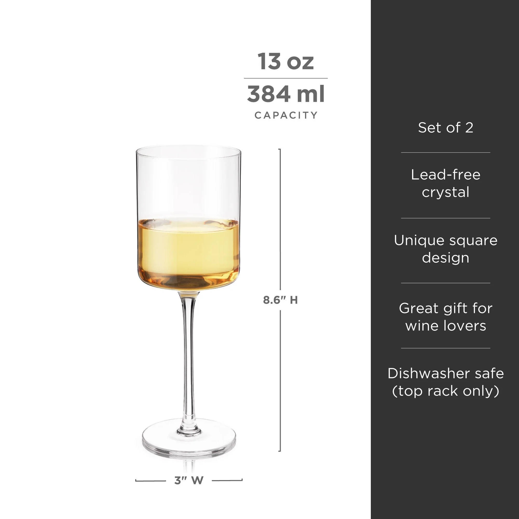 Laurel Crystal White Wine Glasses Set of 2 - Image 6