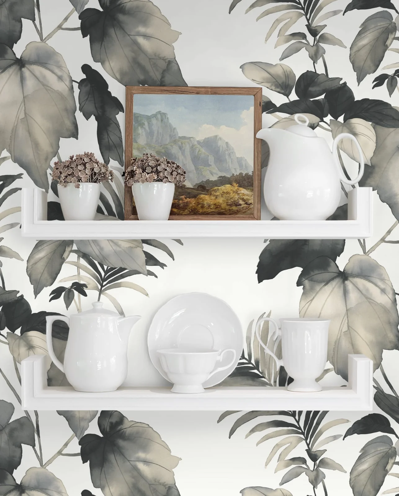Leaf Stripe Botanical Peel and Stick Removable Wallpaper - Image 3