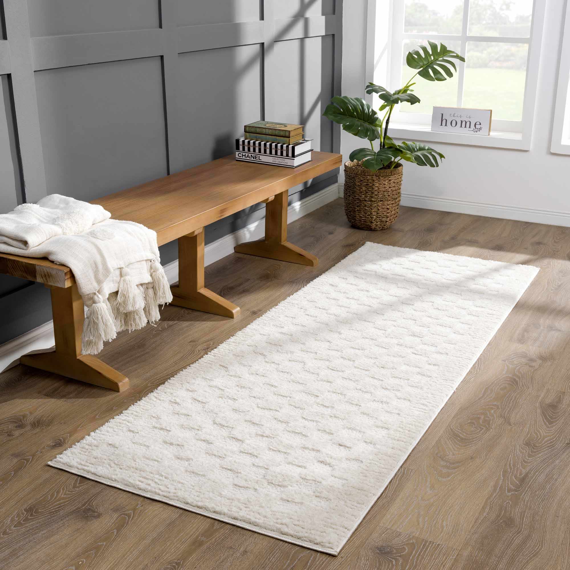 Leryn Ivory Checkered Area Rug - Image 3