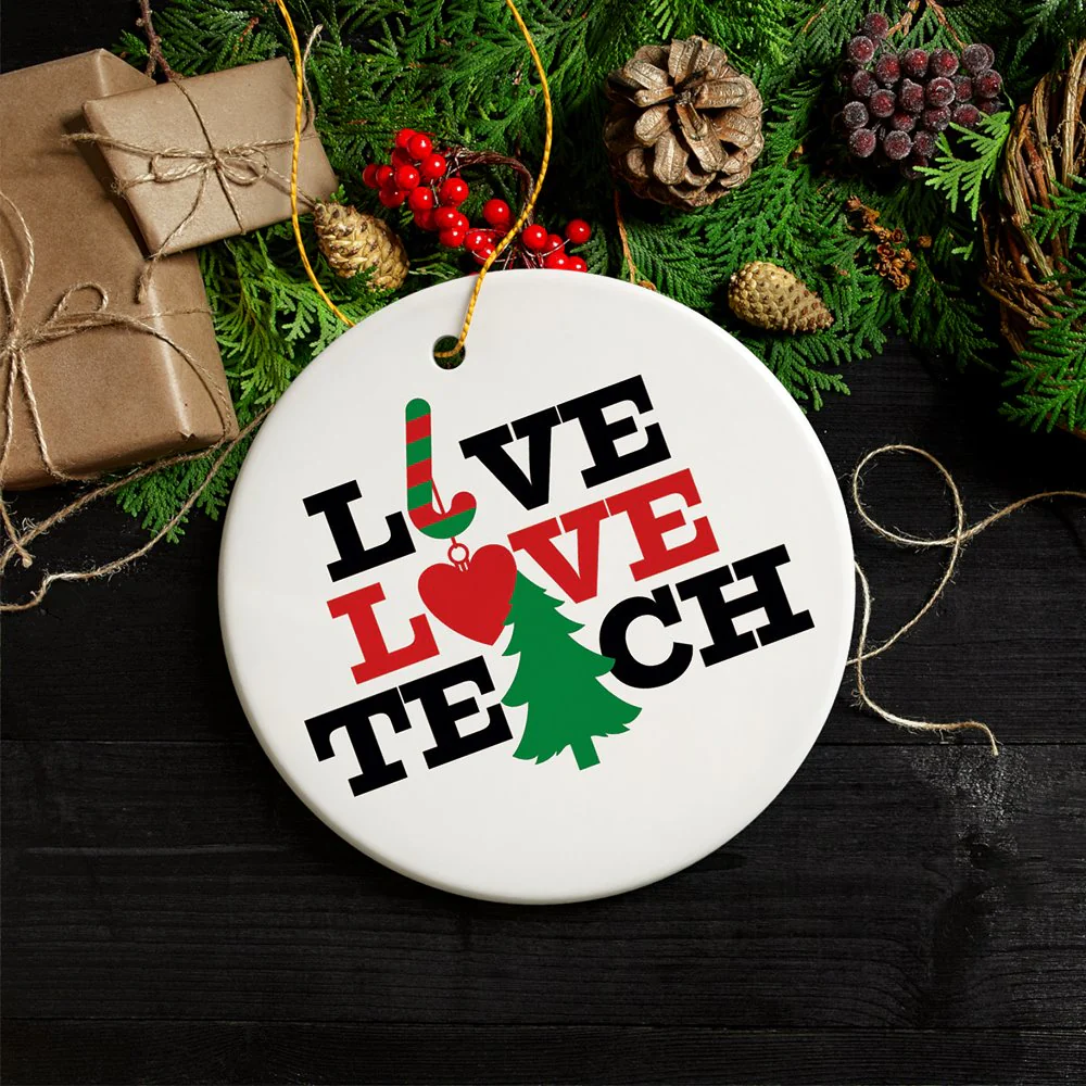 Live Love Teach Teacher Christmas Ornament by OrnamentallyYou - Image 4