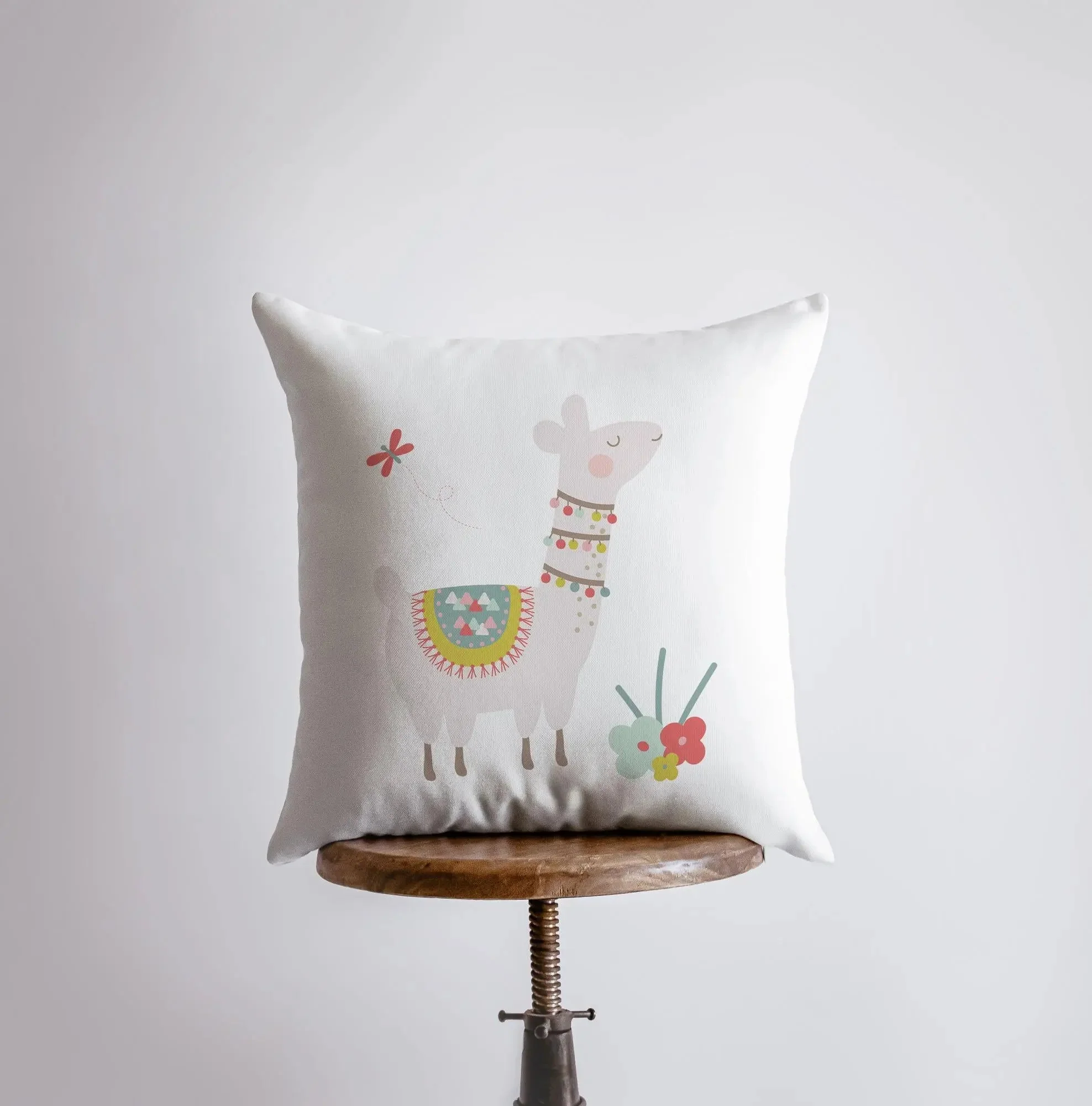 Llama with Flowers, Pillow Case
