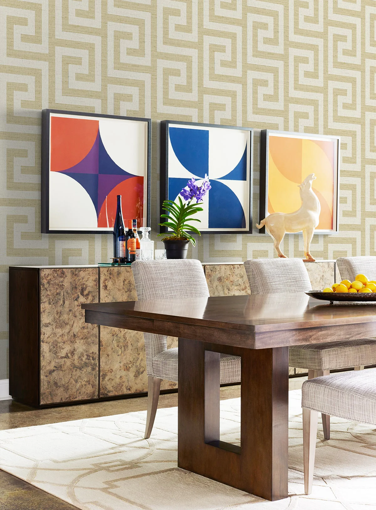 Luna Retreat Greek Key Embossed Vinyl Unpasted Wallpaper - Image 12