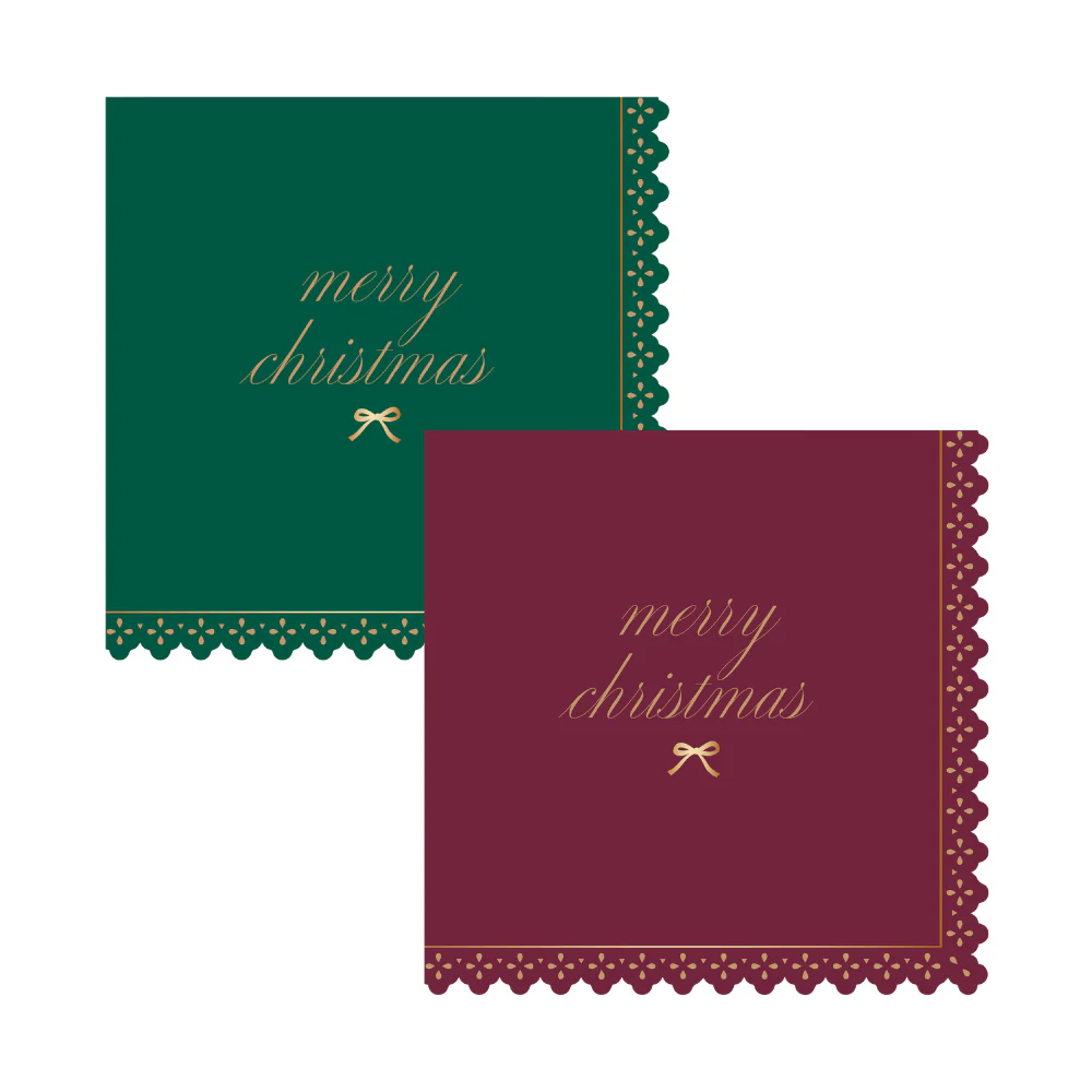 Merry Christmas Cocktail Napkins - Classic Christmas - Image 2
