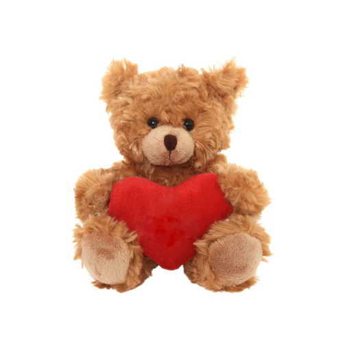 Mocha Bear with Custom Heart 6" by Plushland