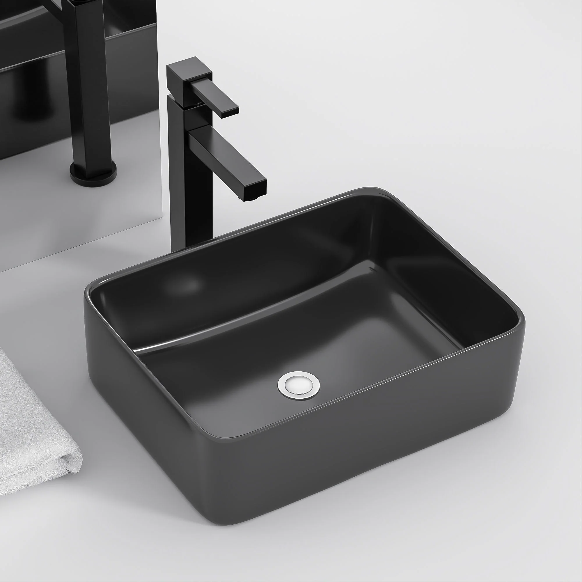 European Design Ceramic Rectangular Vessel Bathroom Sink by Couch - Image 11