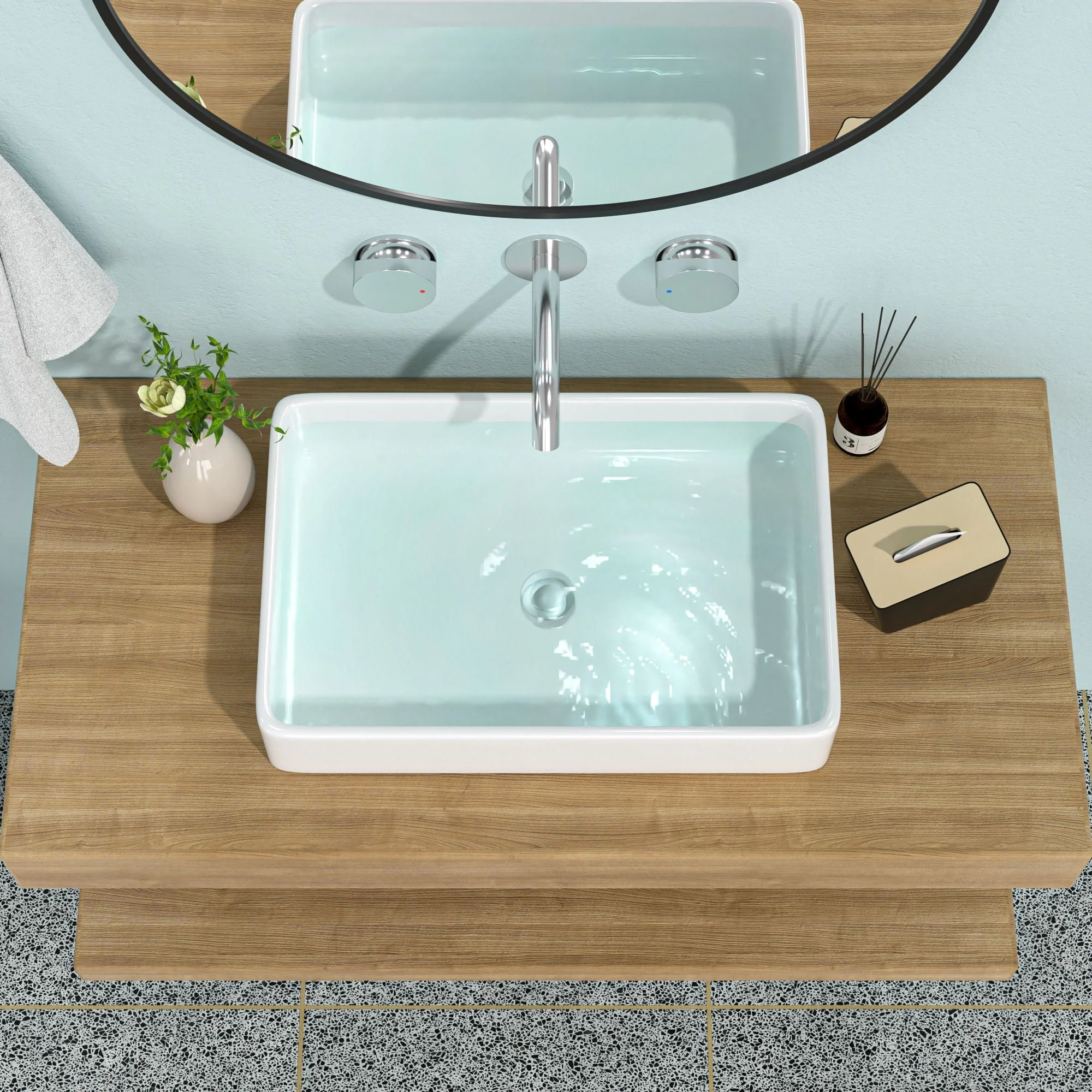 European Design Ceramic Rectangular Vessel Bathroom Sink by Couch - Image 15