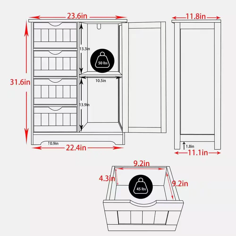 Farmhouse 4-Drawer Bathroom Linen Cabinet - Image 5