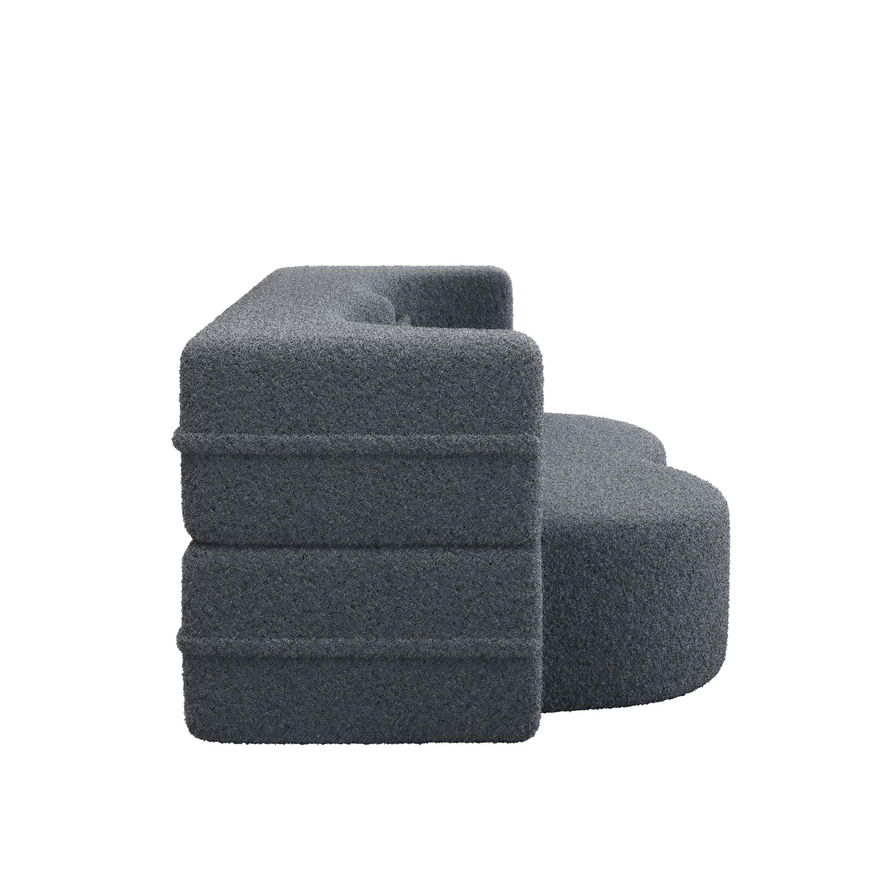 Modern Floor Sofa, with 2 Pillows, Grey - Image 12