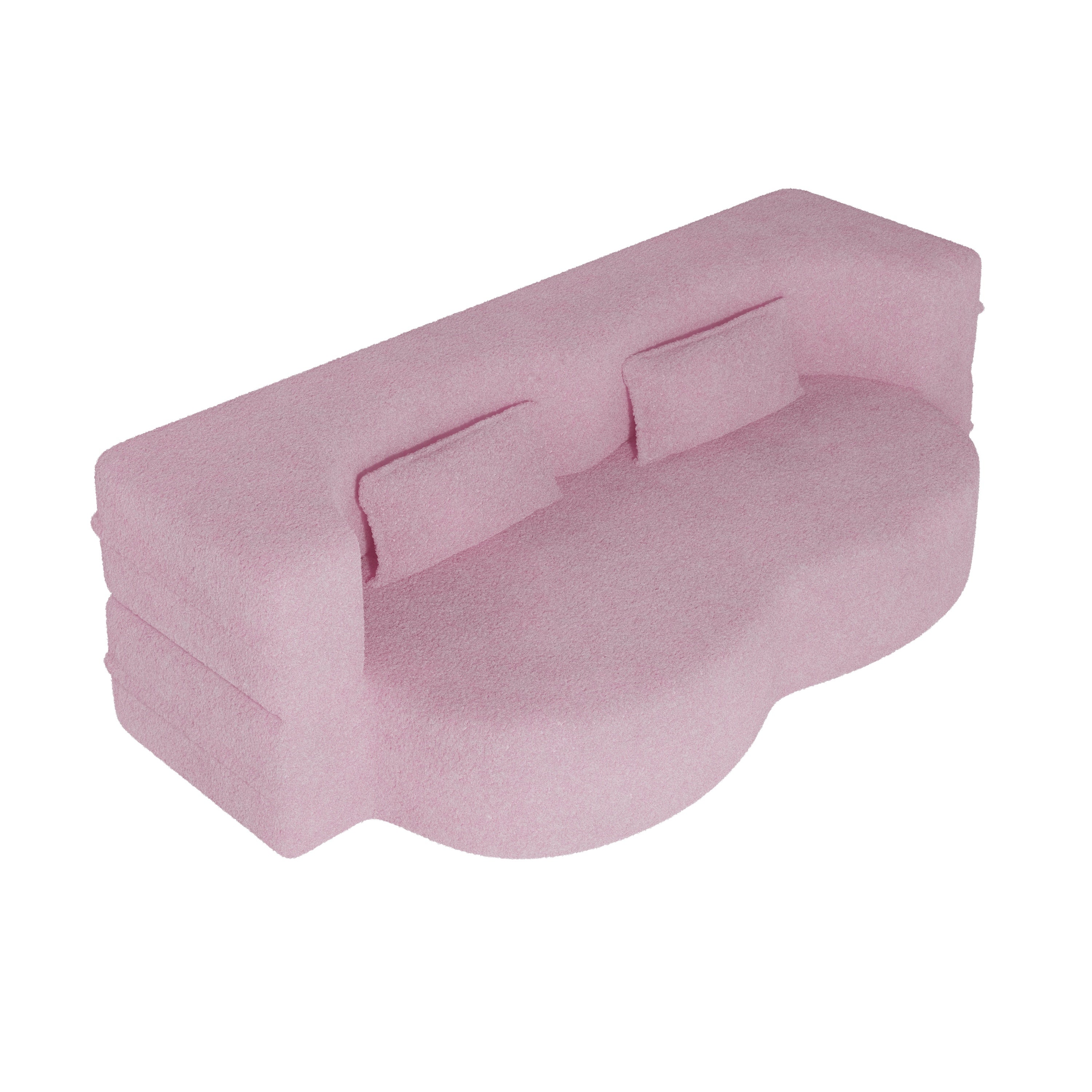 Modern Floor Sofa with 2 Pillows, Convertible Sleeper Sofa Bed, Pink - Image 9