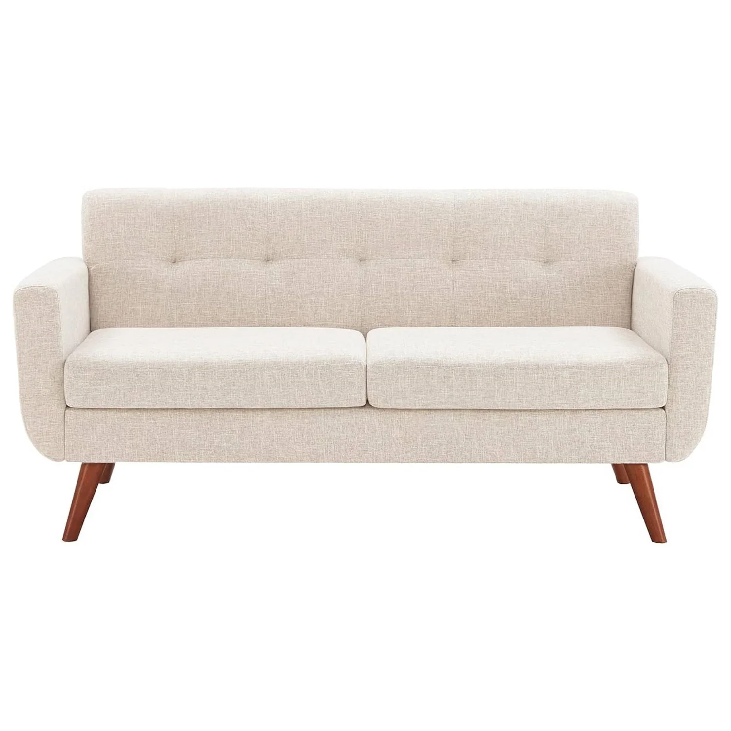 Modern Mid-Century Beige Cotton Polyester Upholstered Sofa Loveseat - Image 4