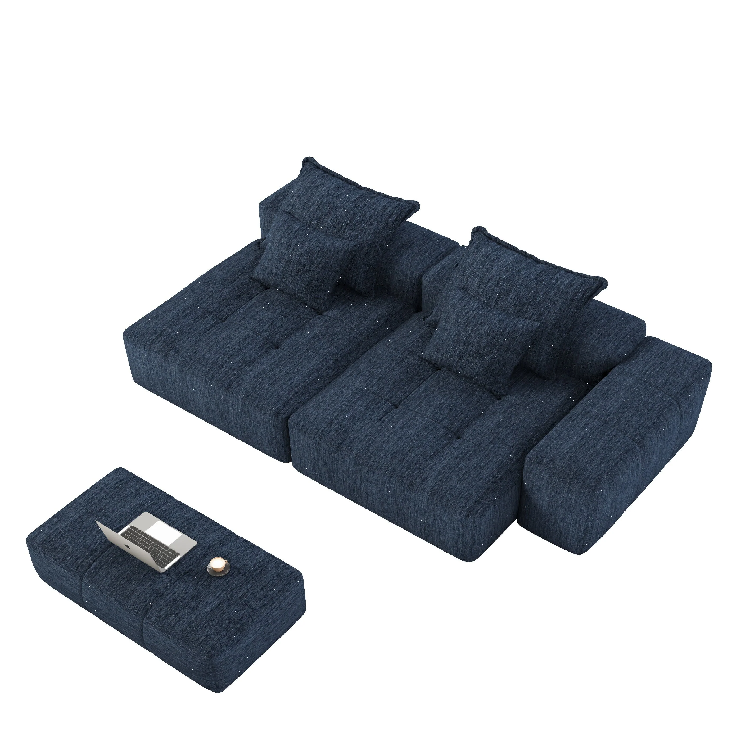Oversized Modular Sectional Sofa with 2 Chaise Lounge, Blue - Image 15