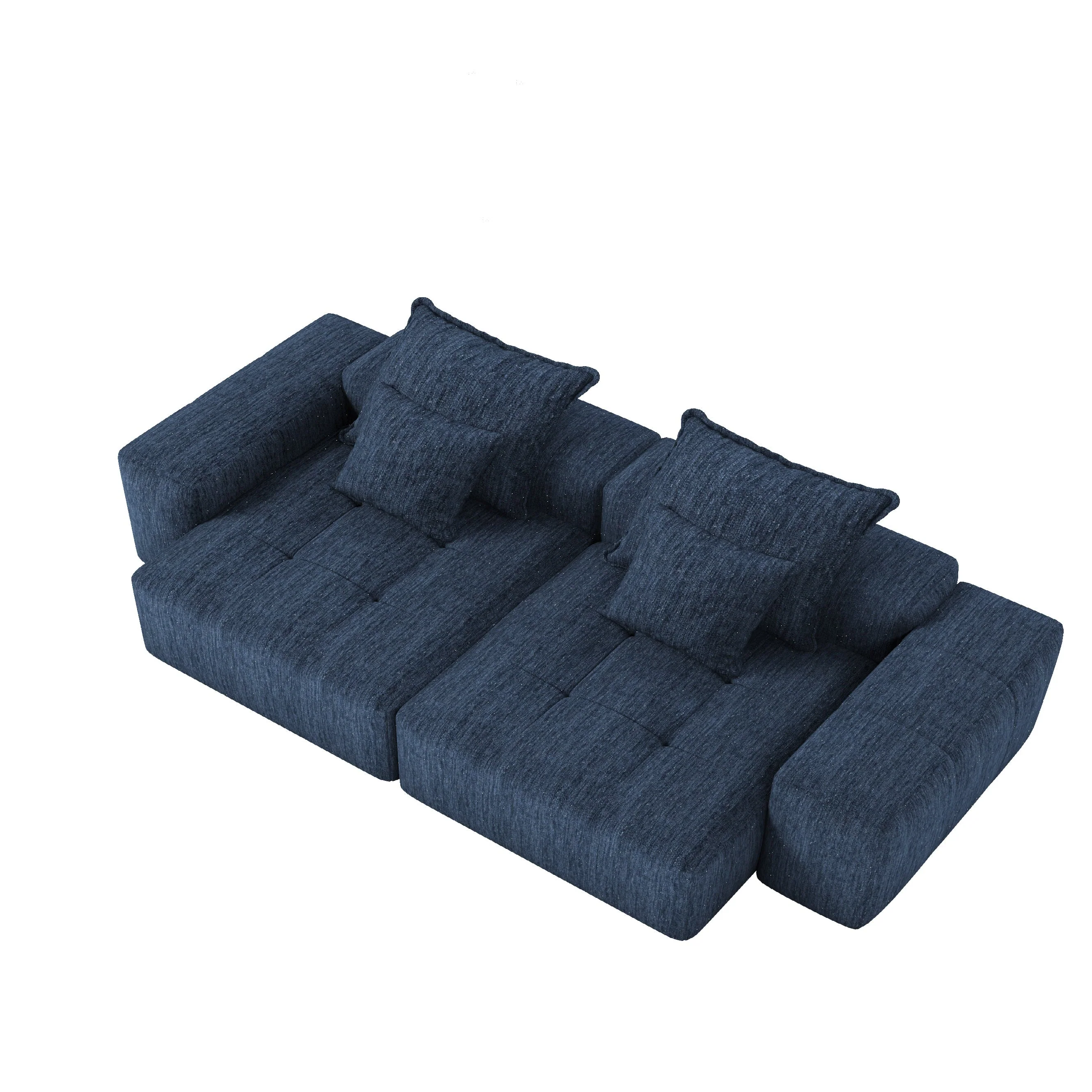 Oversized Modular Sectional Sofa with 2 Chaise Lounge, Blue - Image 2