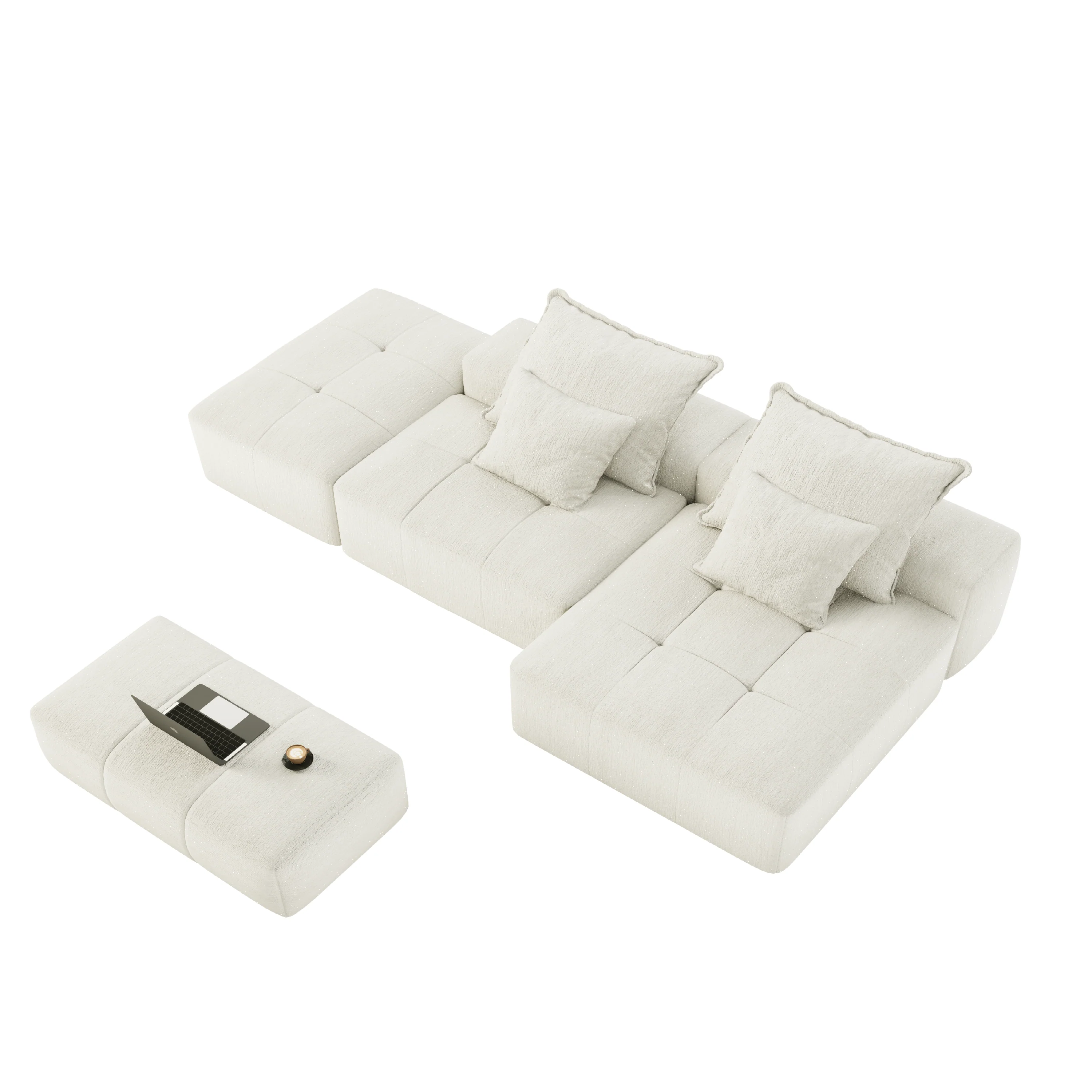 Modern Oversized Modular Sectional Sofa with Ottoman, 4 Pillows - Image 19