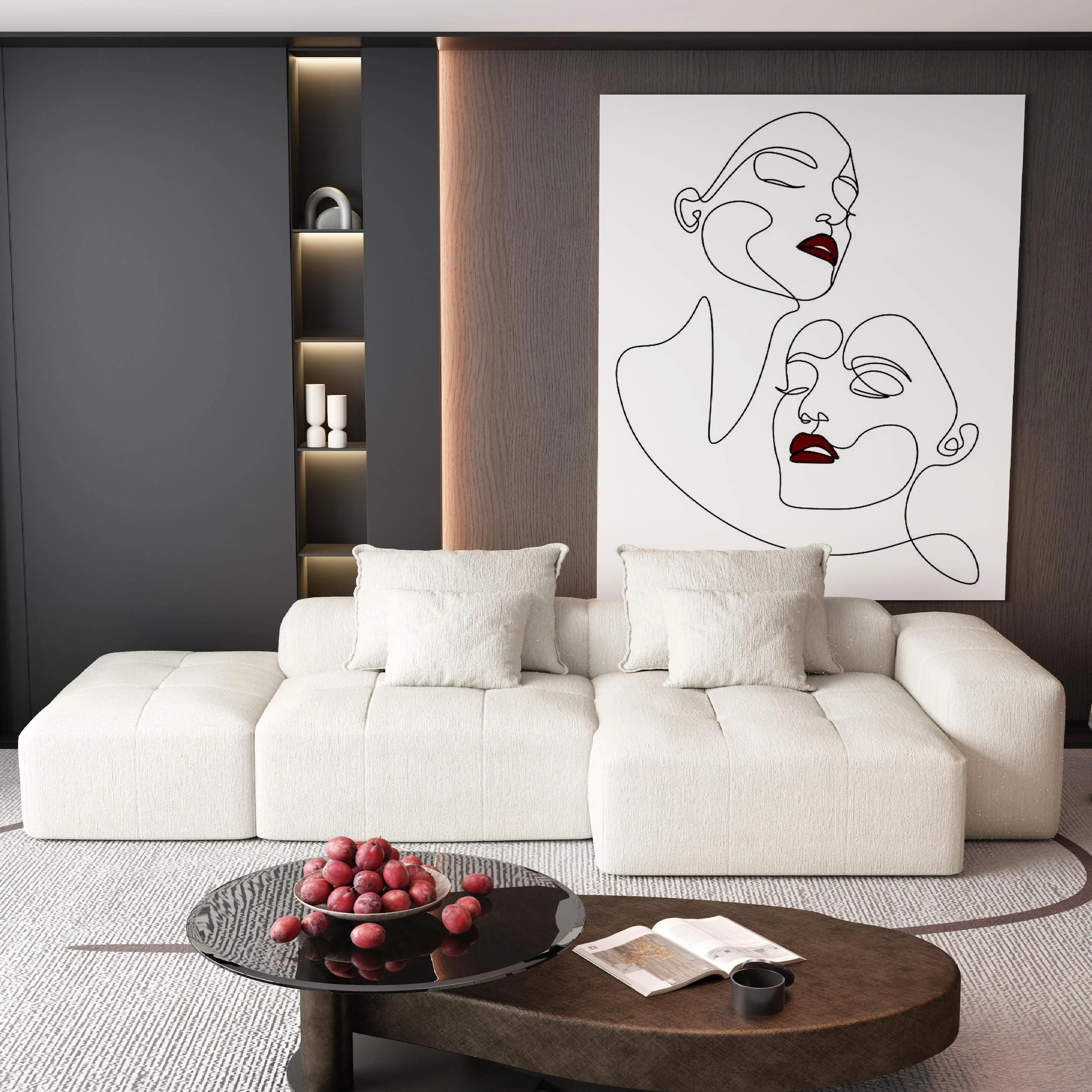 Modern Oversized Modular Sectional Sofa with Ottoman, 4 Pillows - Image 9