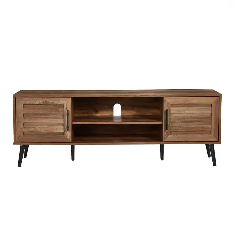 Rustic Wood Finish TV Stand with Mid-Century Legs - Image 5