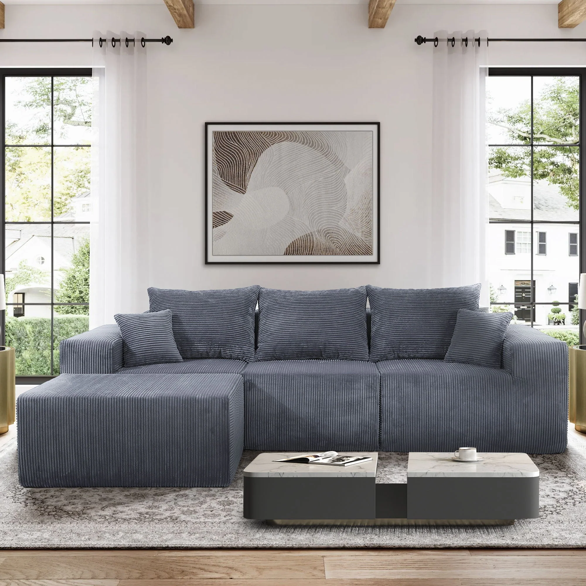 Modular Sectional Sofa, Convertible Couch With Chaise - Image 8