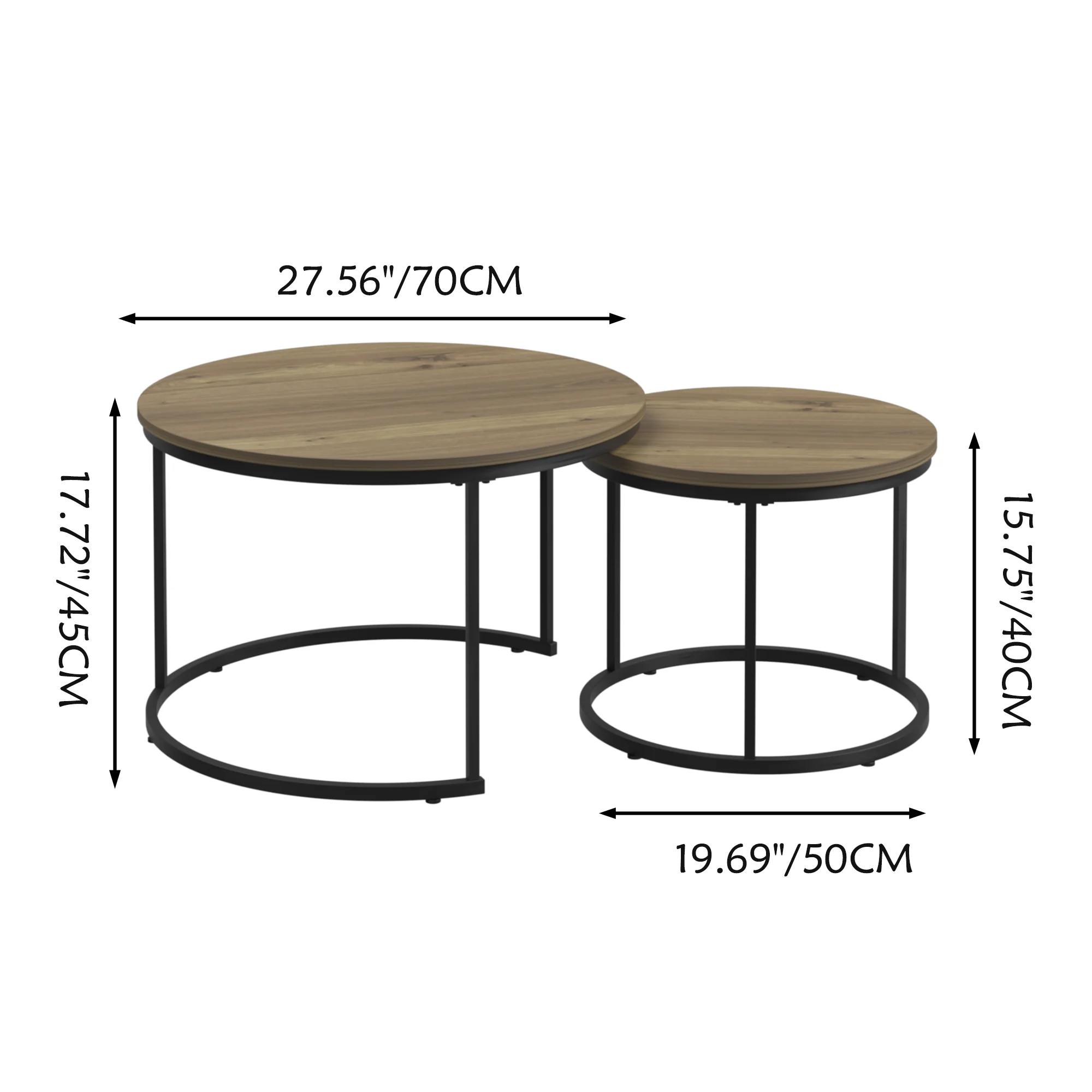 Nesting Coffee Table Set of 2 (27.6inch), Brown - Image 13