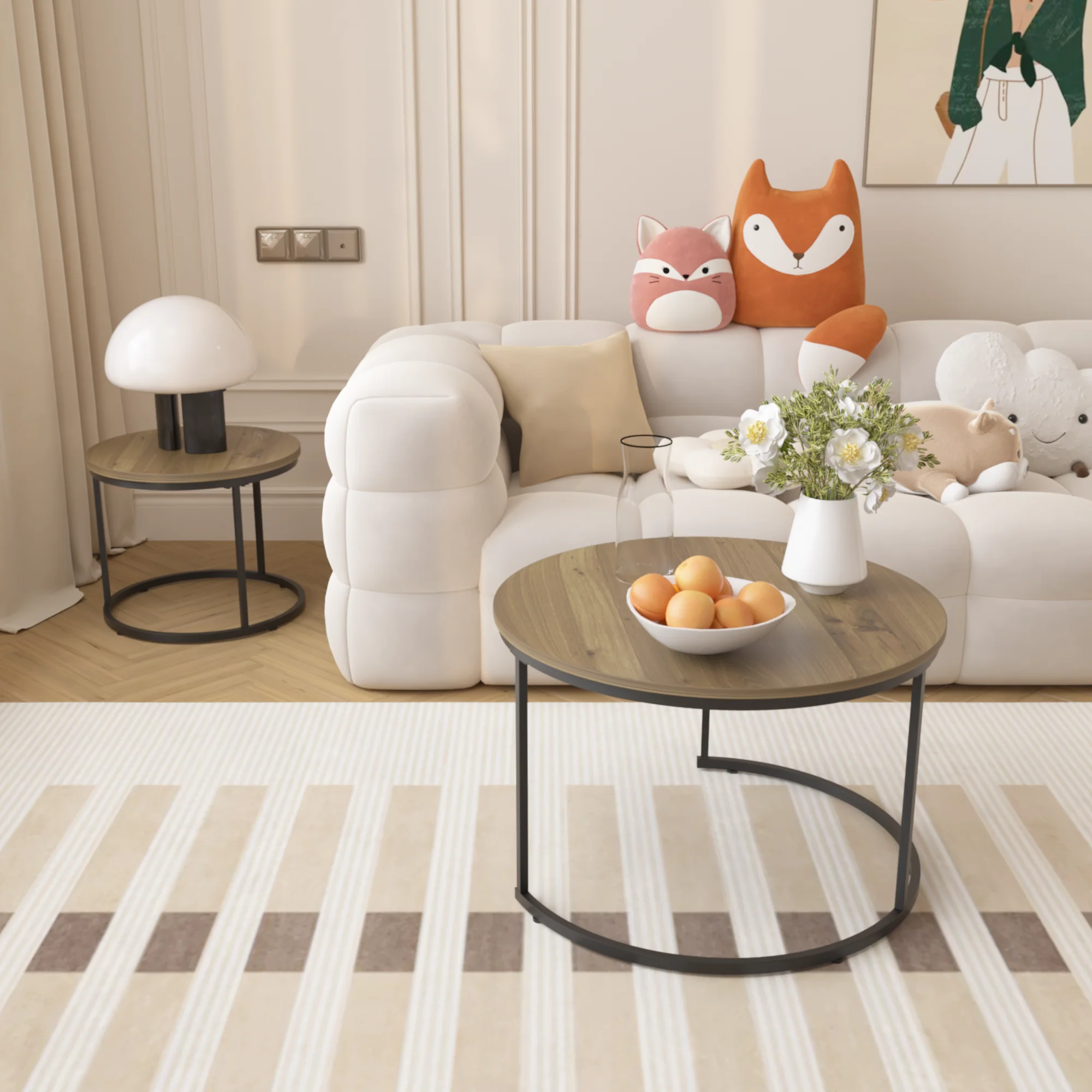 Nesting Coffee Table Set of 2 (27.6inch), Brown - Image 3
