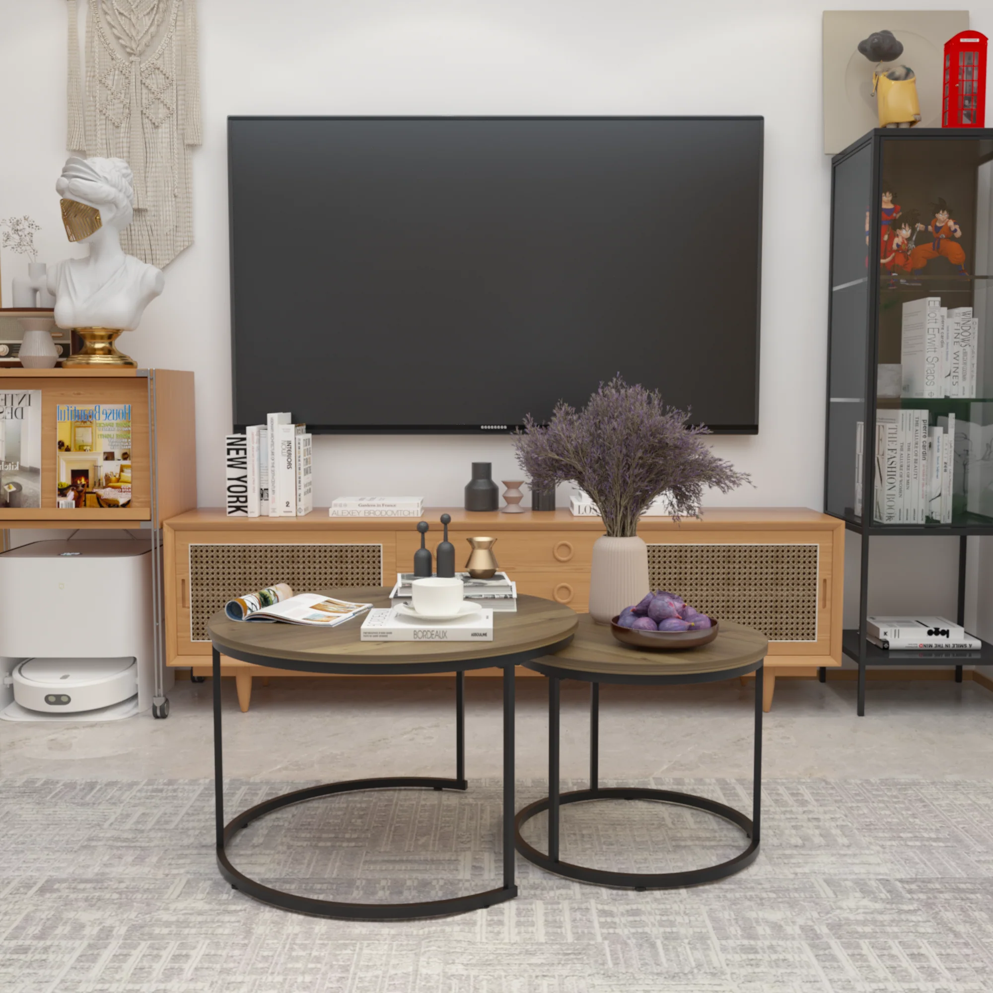 Nesting Coffee Table Set of 2 (27.6inch), Brown - Image 9
