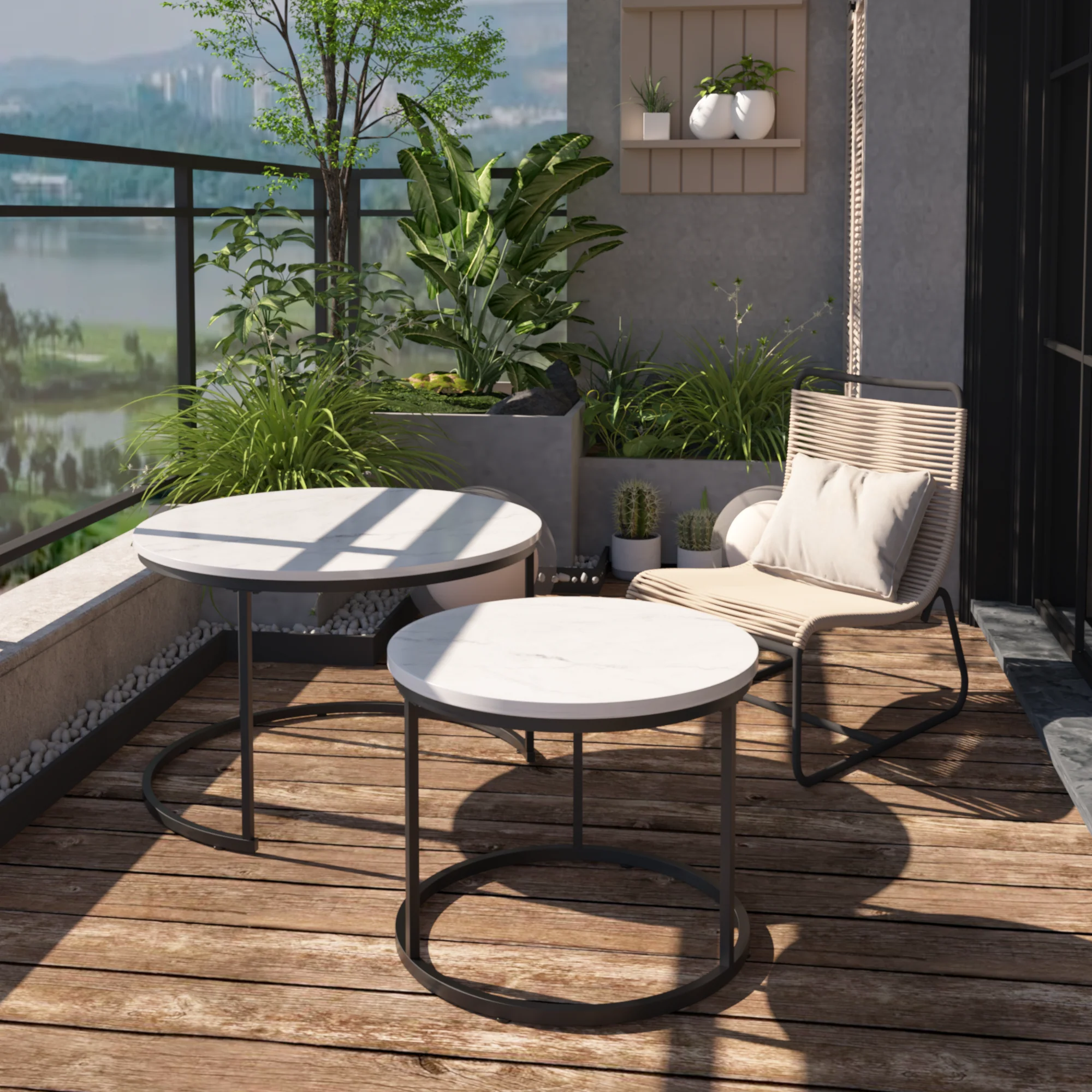 Nesting Coffee Table Set of 2, 27.6inch - Image 9