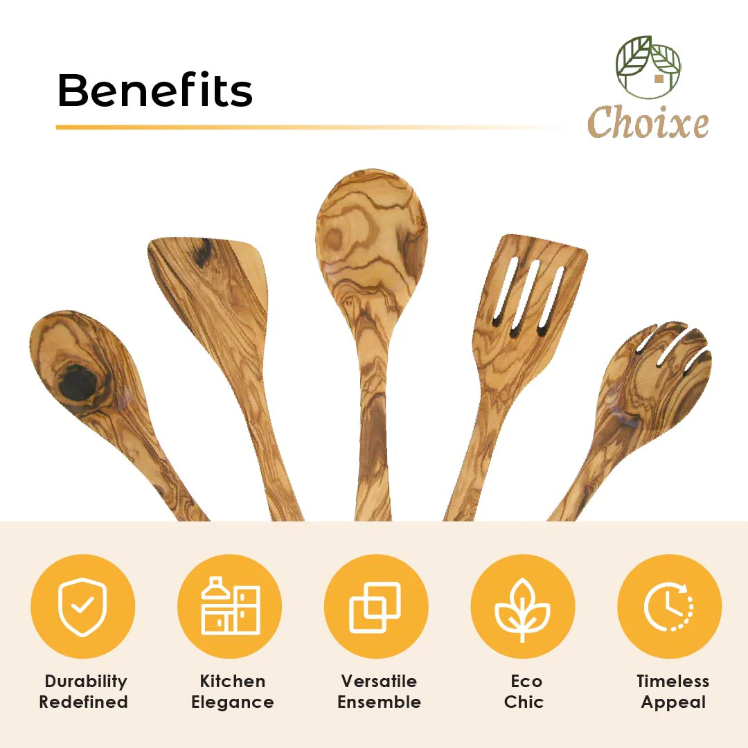 Olive Wood Kitchen Servers Set - 5 pcs - Image 5