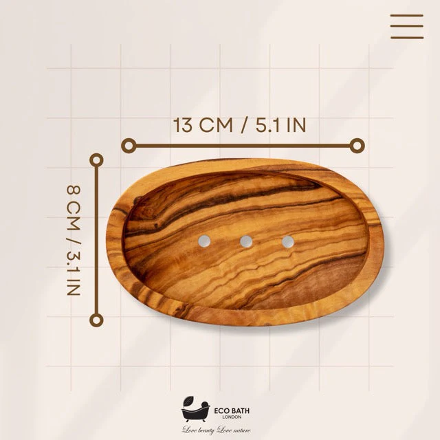 Olive Wood Oval Soap Dish - Image 6