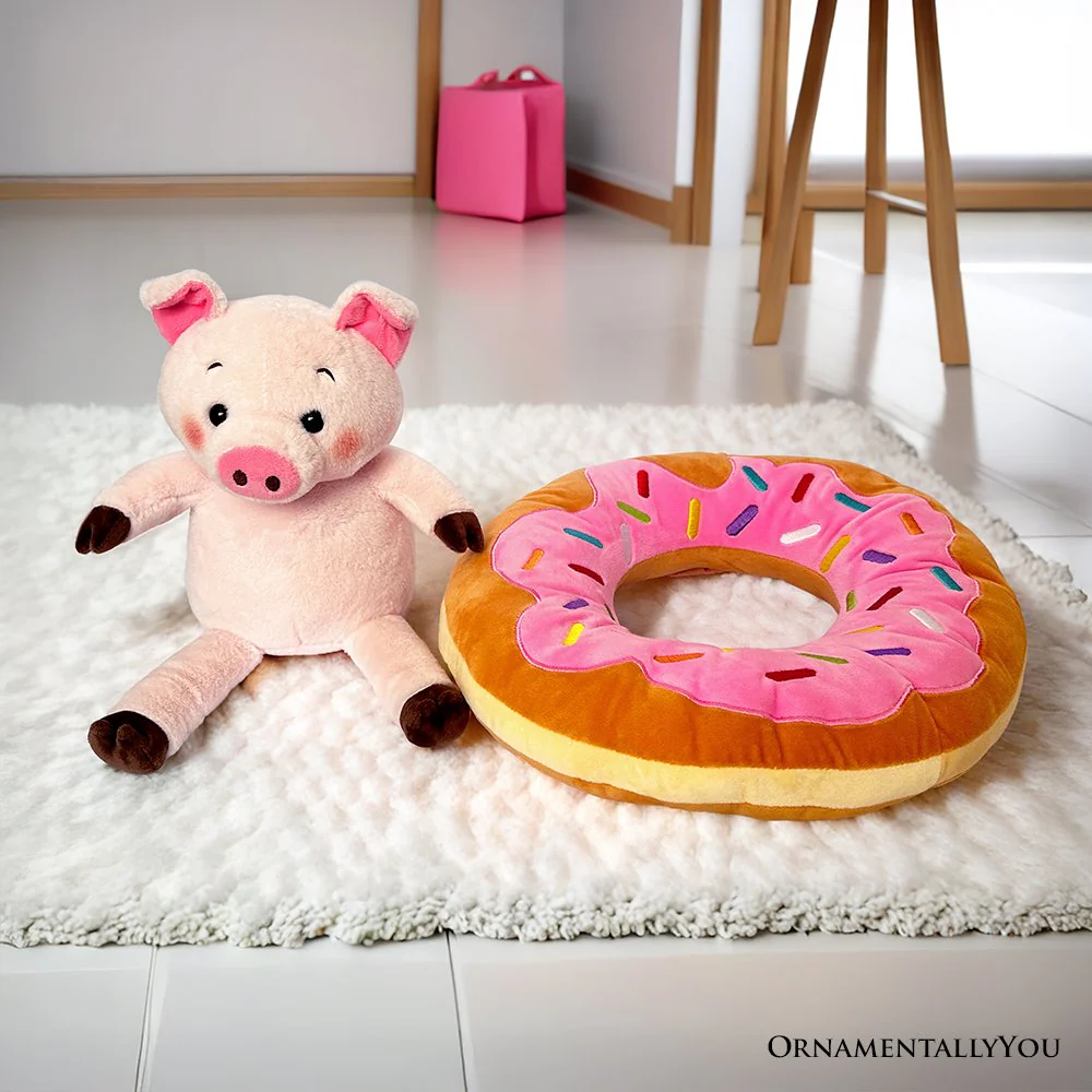 Ollie Oinker the Pig Plushie - 12" Donut Ring Stuffed Animal - Image 4