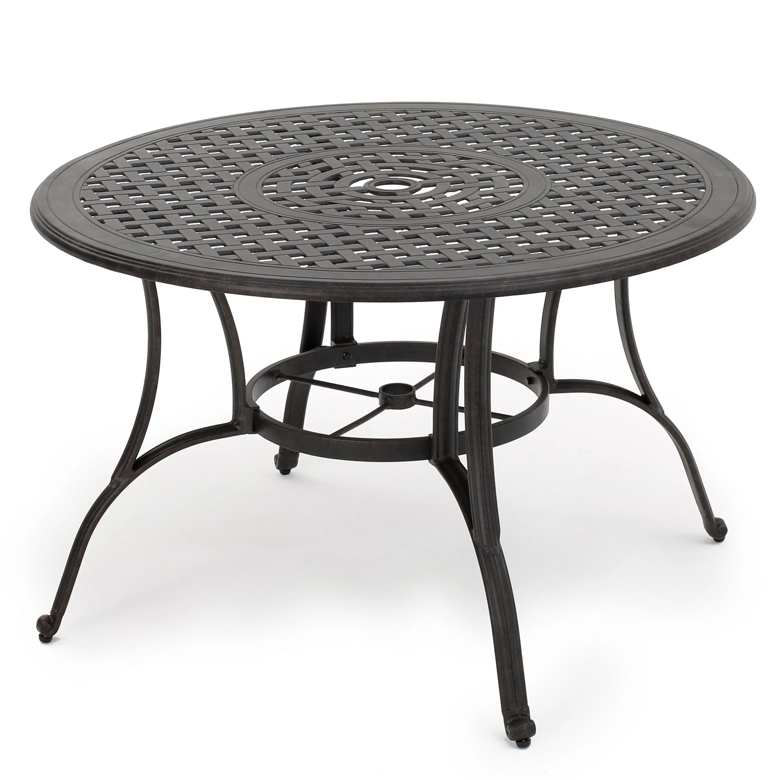 Outdoor Cast Aluminum Circular Dining Table, Bronze - Image 4