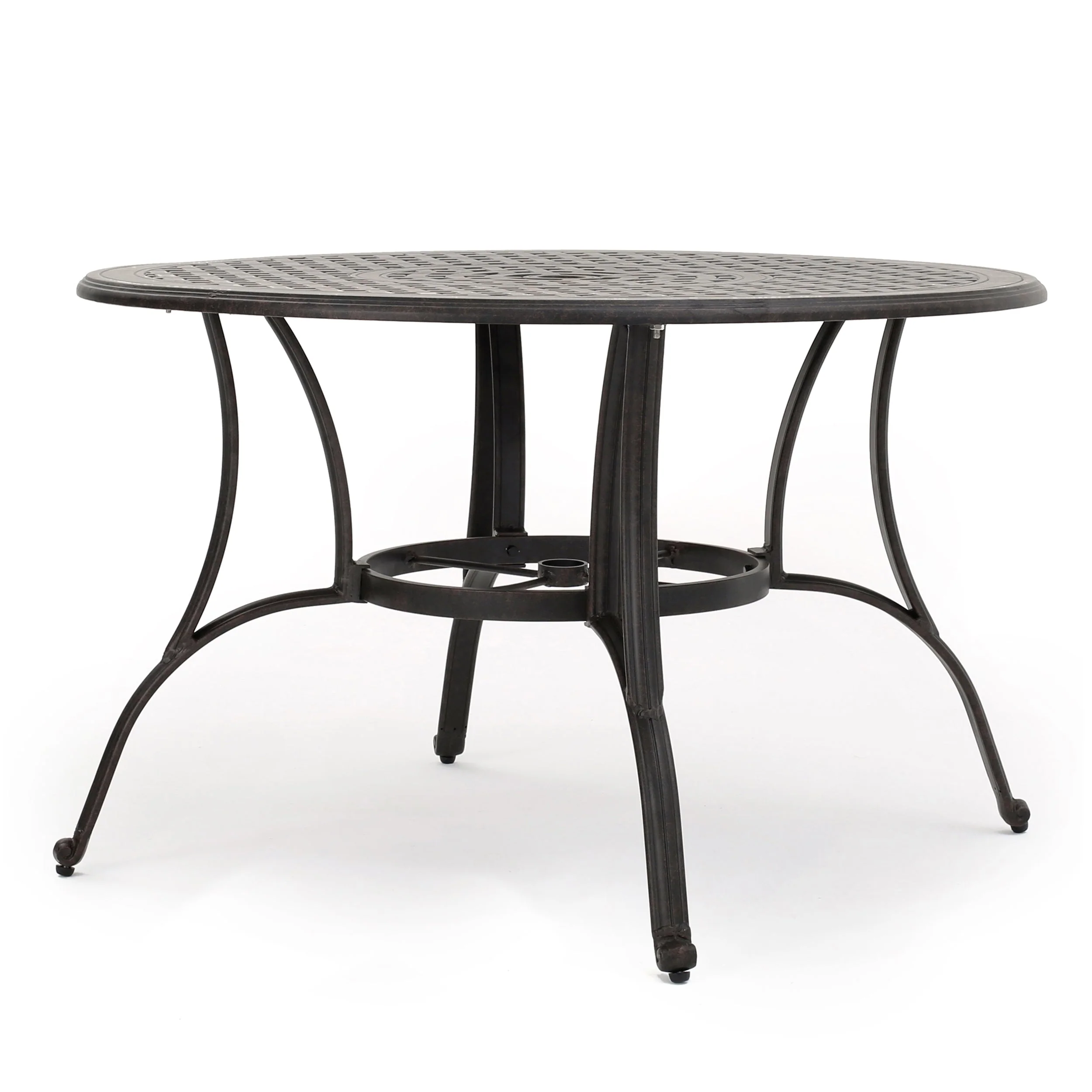 Outdoor Cast Aluminum Circular Dining Table, Bronze - Image 9