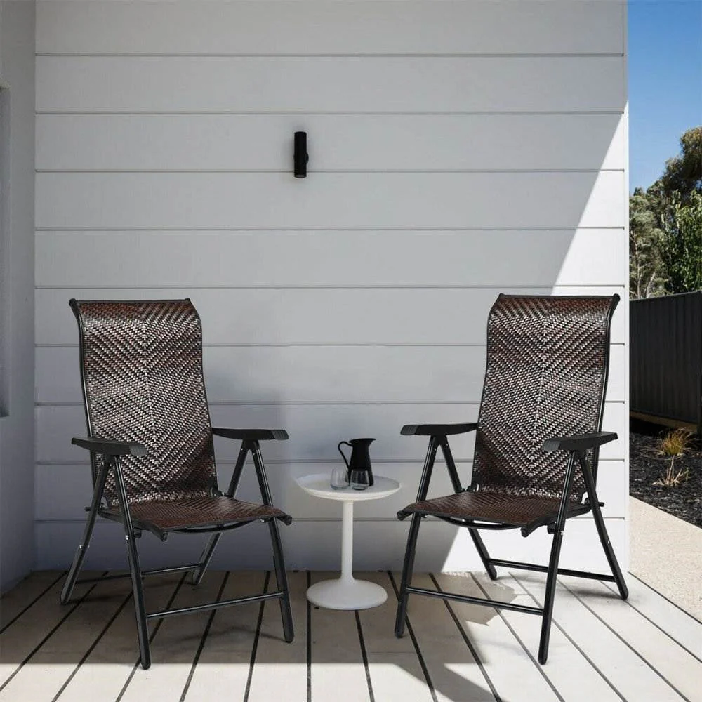 Outdoor, Dark Brown Rattan Folding Patio Chair - Image 3