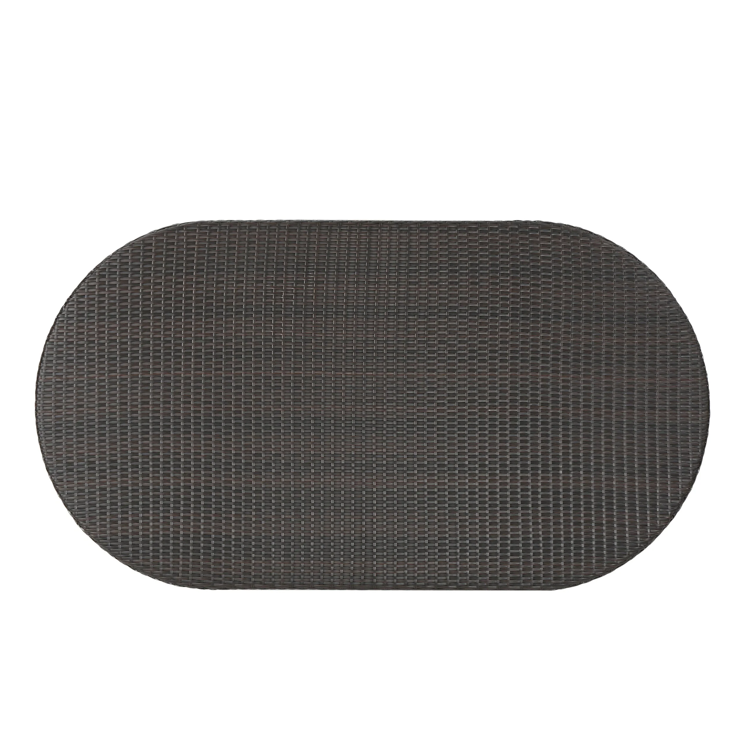 Outdoor Oval Dining Table with Silver Tipped Legs, Brown - Image 9