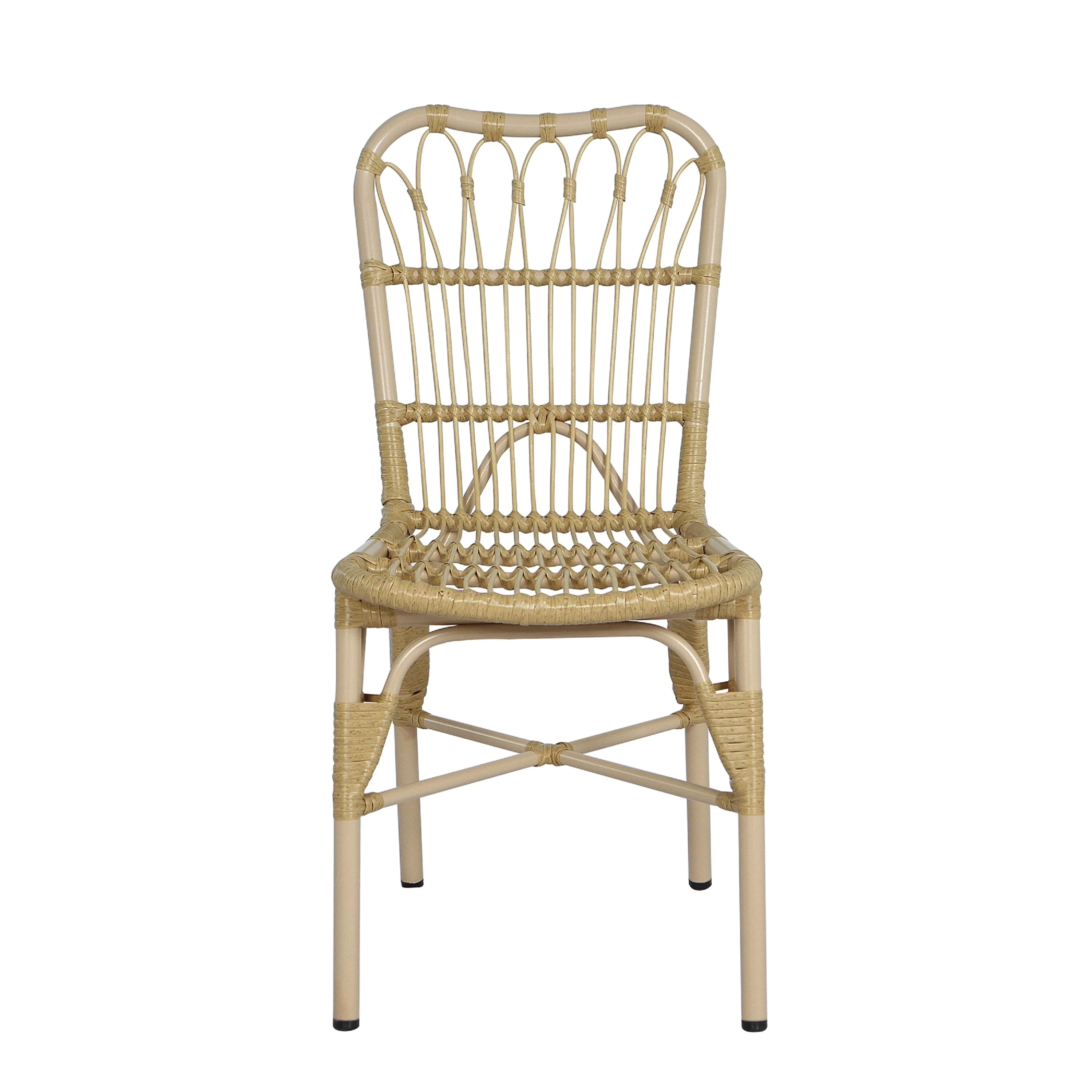 Outdoor Patio Dining Chairs Set of 2, Natural Rattan Weave - Image 5