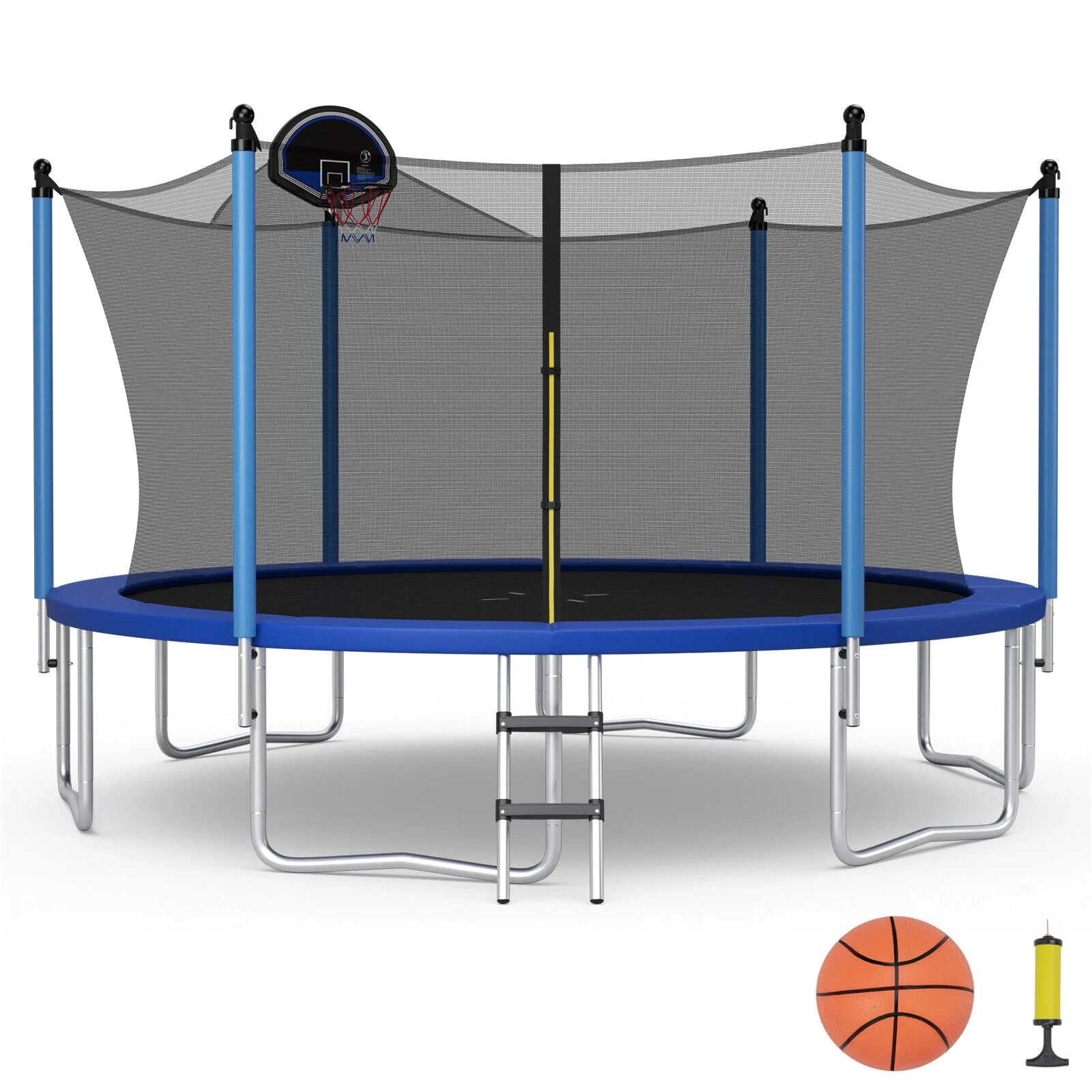 Outdoor Recreational Trampoline with Ladder and Enclosure Net-14 ft - Image 3