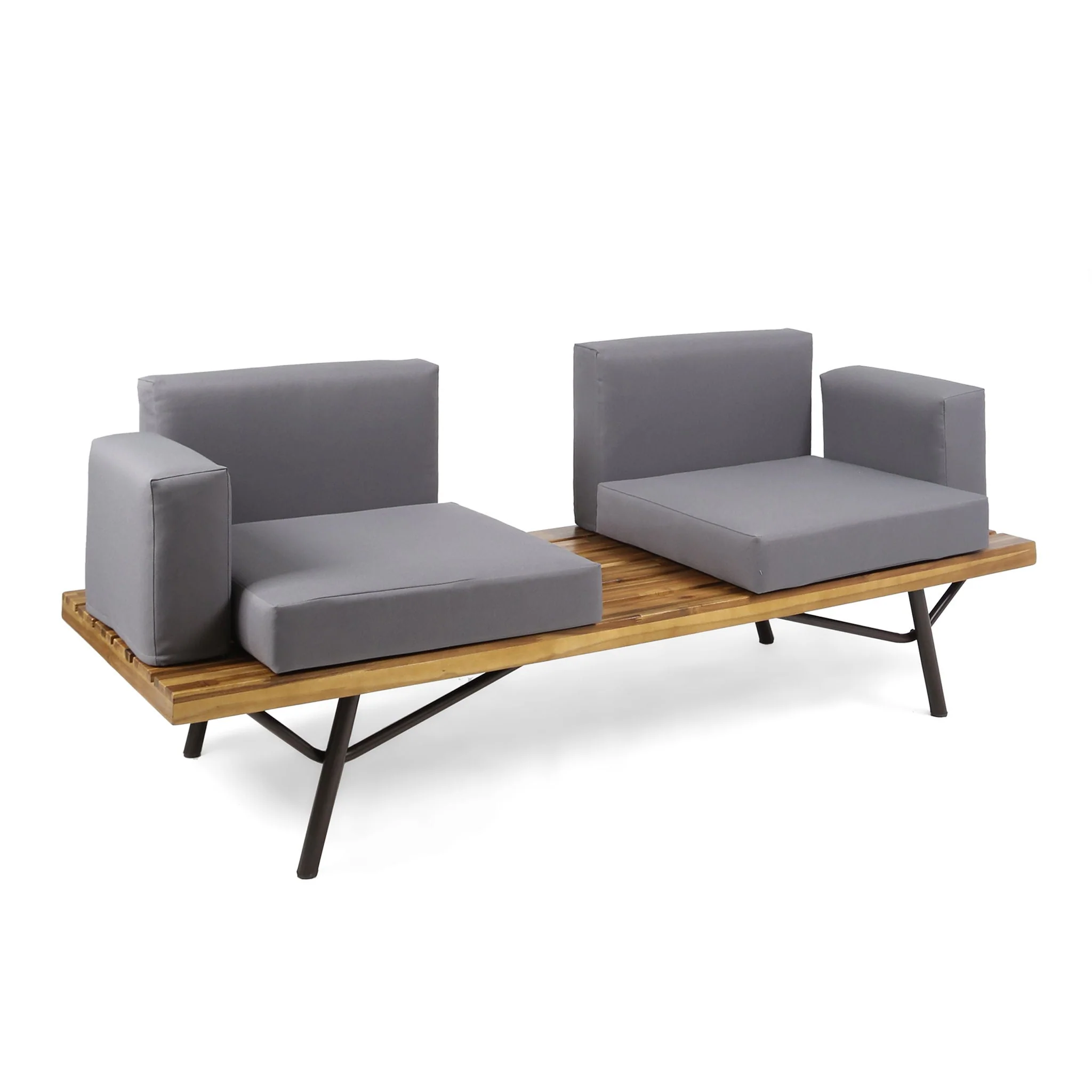Outdoor Sofa With Cushions - Dark Gray - Image 2
