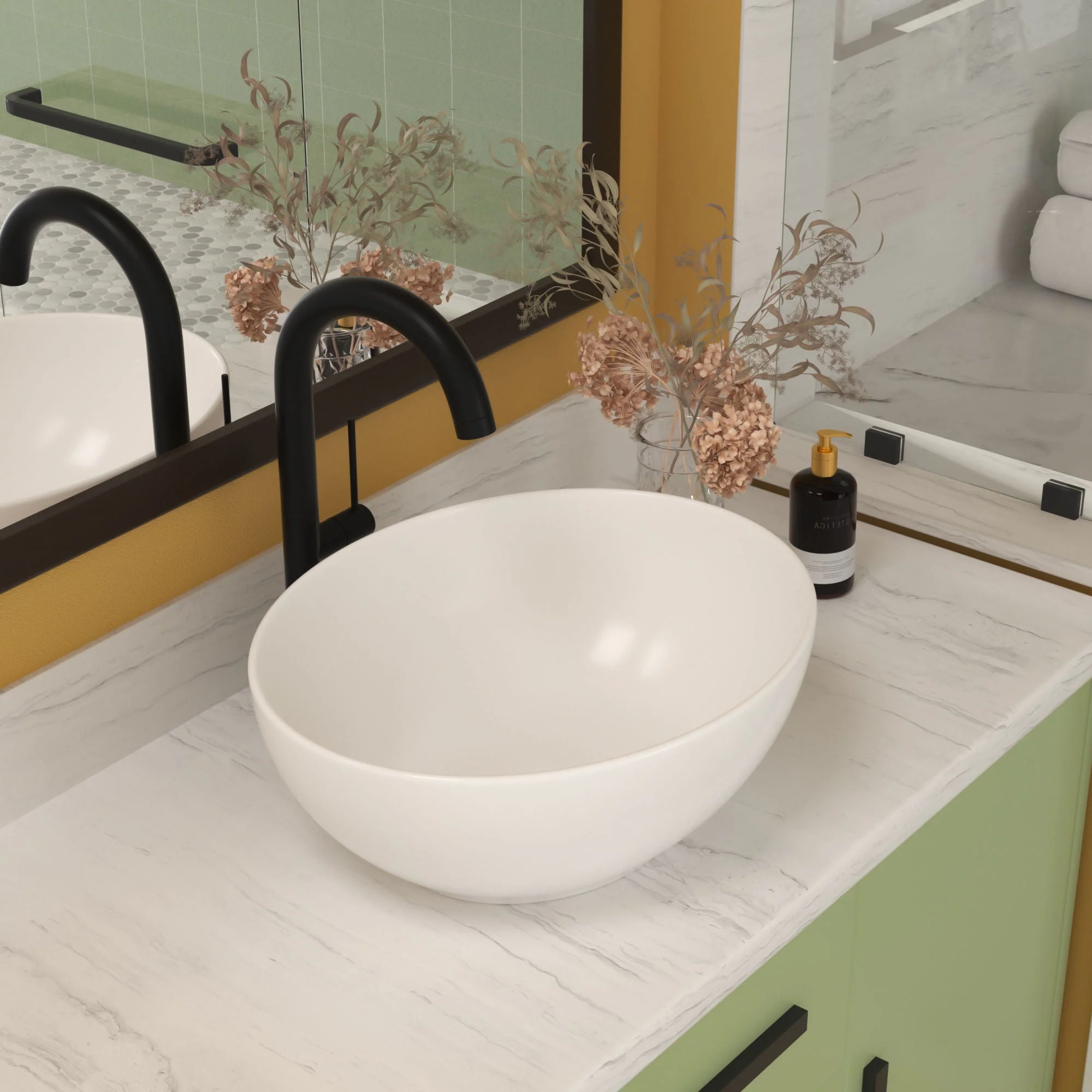 Oval Vessel Bathroom Sink - White by Couch - Image 3