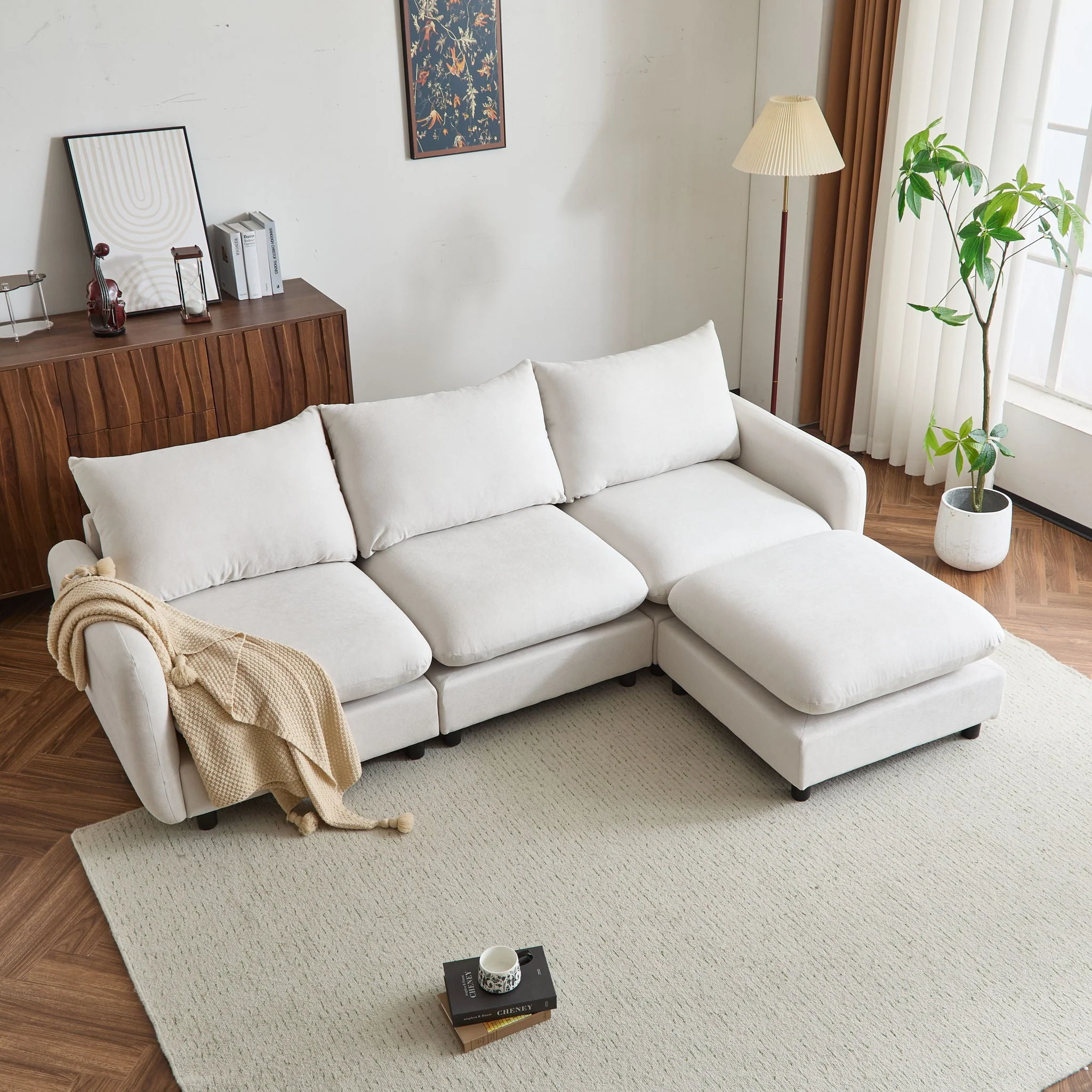 Oversize Modular Sectional Sofa Couch With Ottoman - Image 12