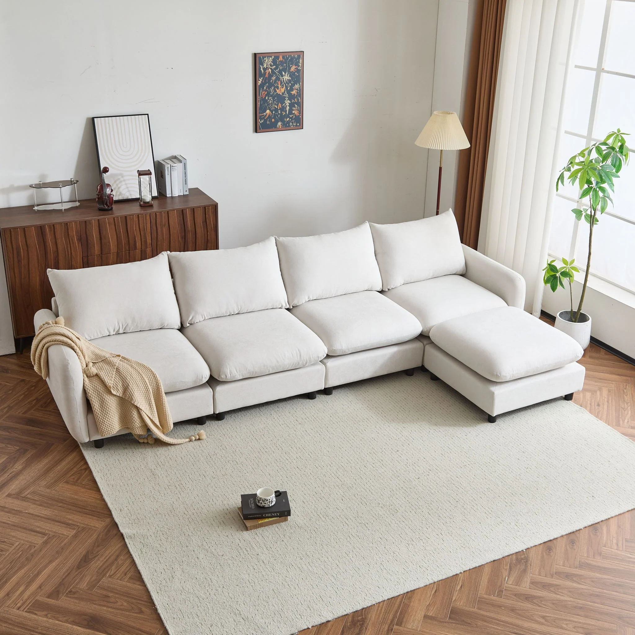 Oversize Modular Sectional Sofa Couch With Ottoman - Image 2