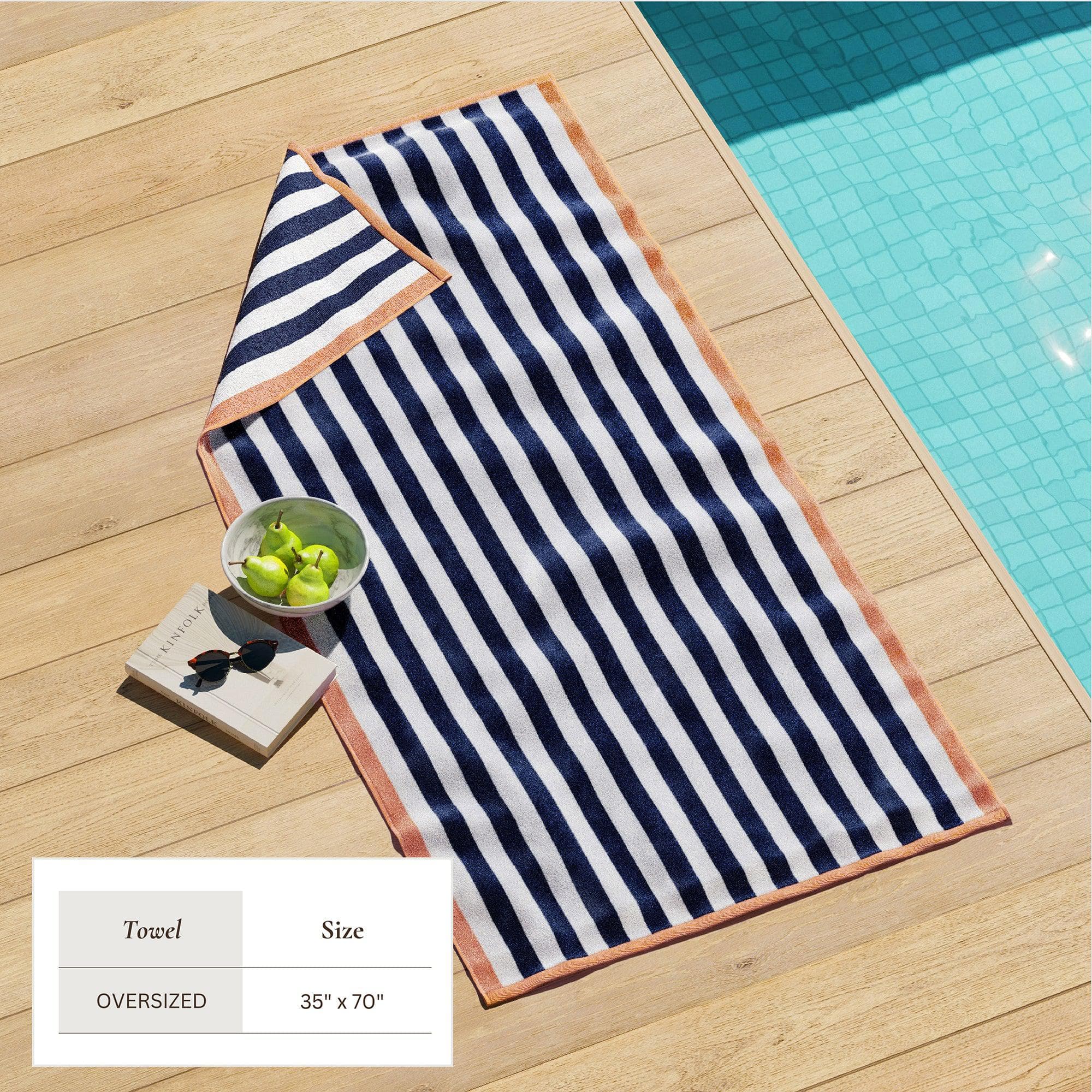 Oversized Striped Border Cabana Beach Towel - Santa Cruz - Image 35