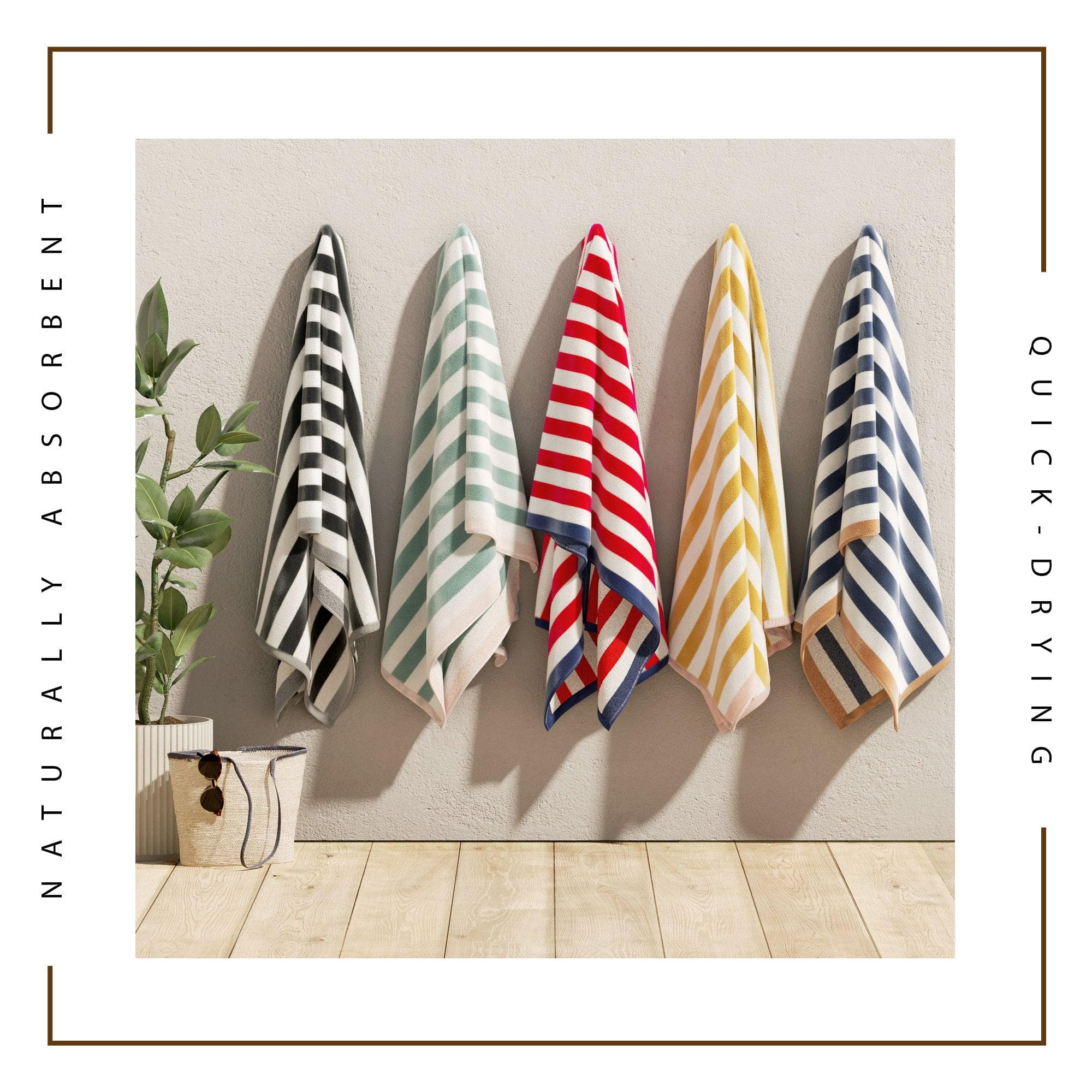 Oversized Striped Border Cabana Beach Towel - Santa Cruz - Image 40