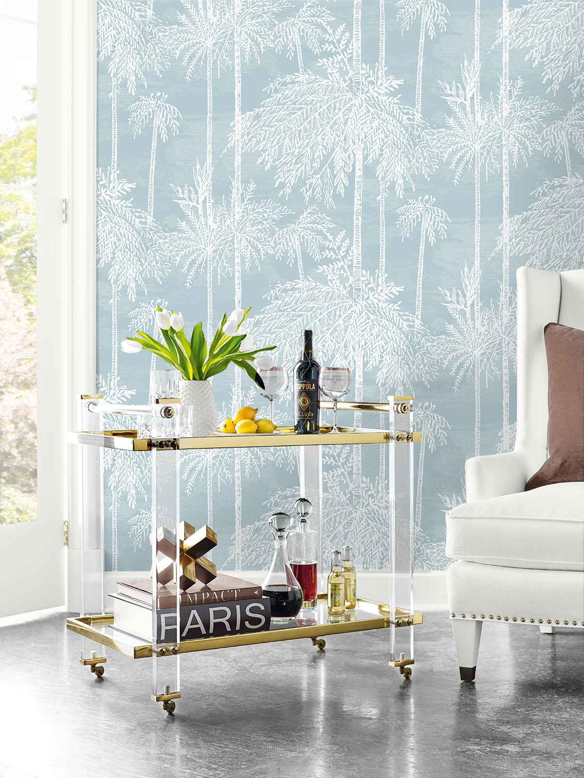 Palm Grove Embossed Vinyl Unpasted Wallpaper - Image 5