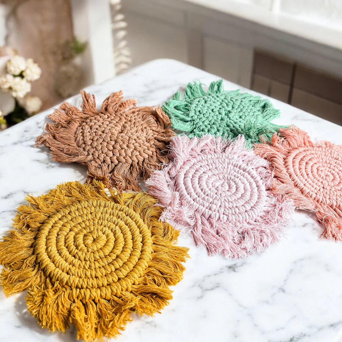 Pastel Braided Tassel Coasters - Image 15
