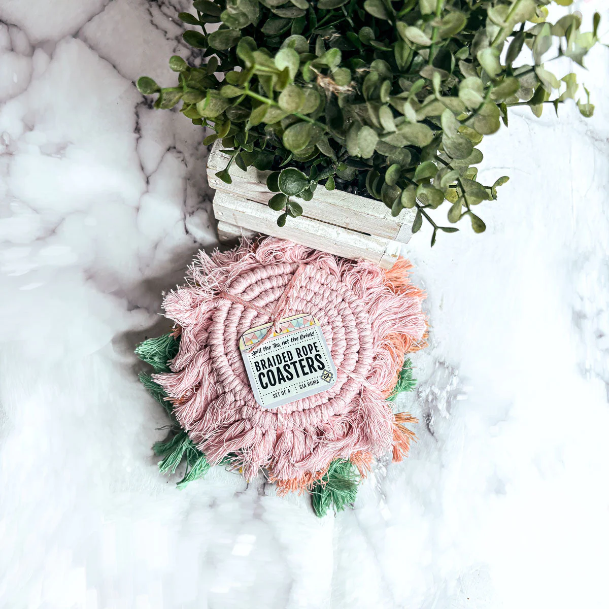 Pastel Braided Tassel Coasters - Image 4