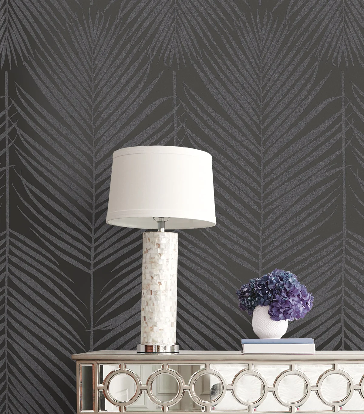 Persei Palm Glass Beaded Botanical Unpasted Wallpaper - Image 35