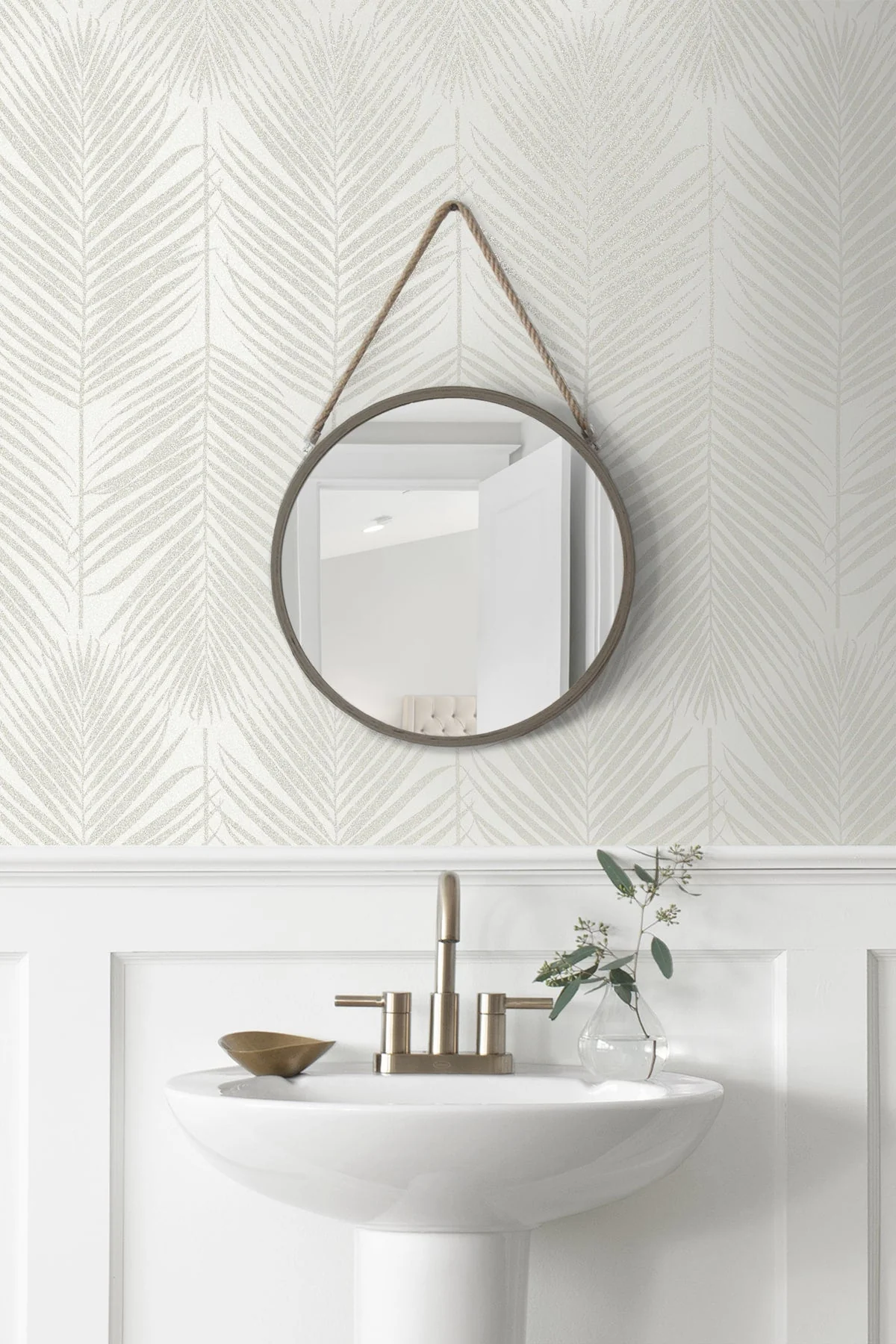 Persei Palm Glass Beaded Botanical Unpasted Wallpaper - Image 4