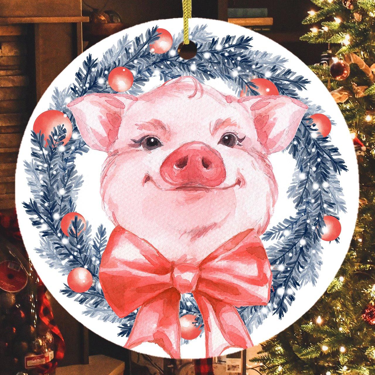 Pig in Christmas Wreath Ornament by OrnamentallyYou