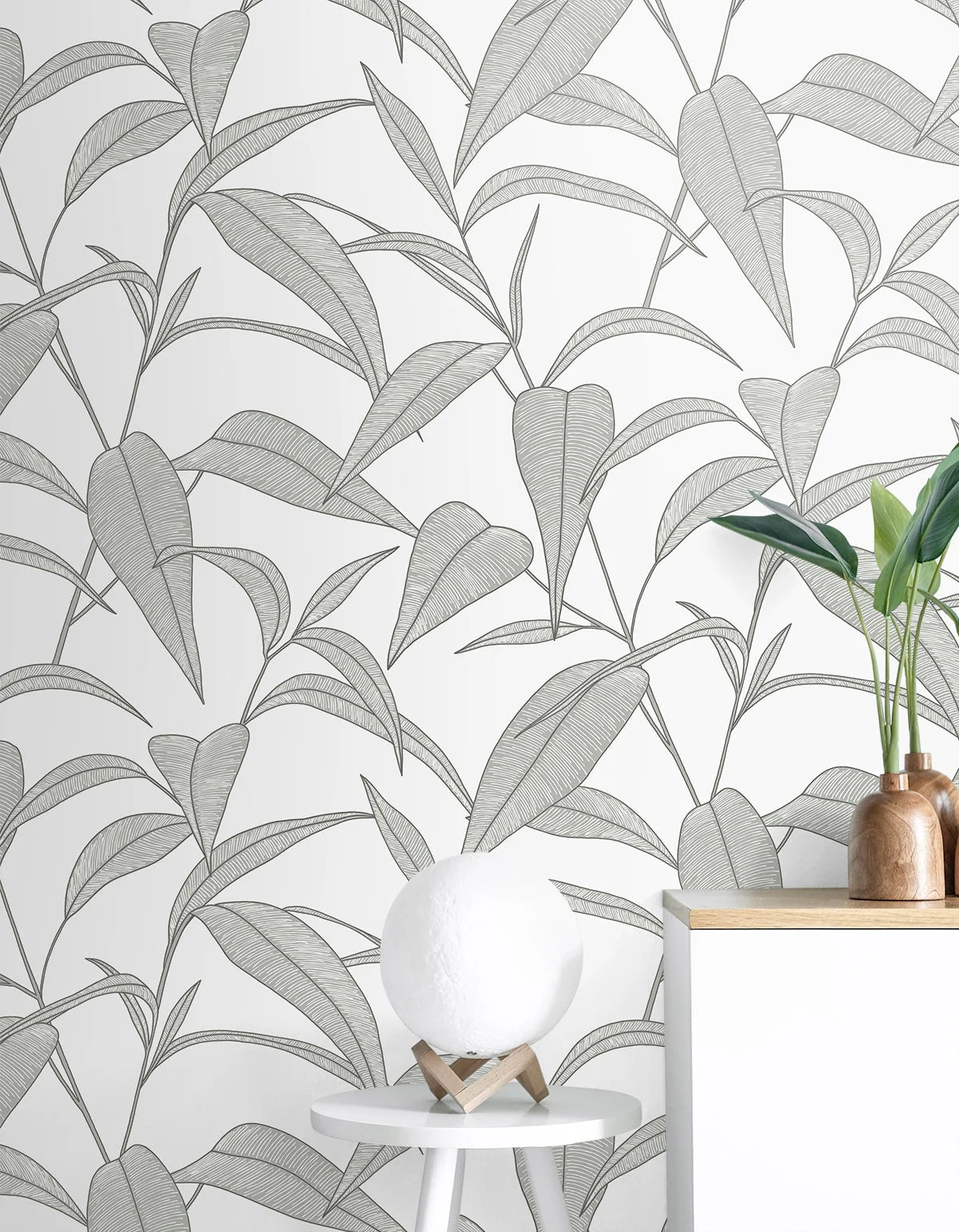 Pinstripe Leaf Trail Premium Peel and Stick Removable Wallpaper - Image 10