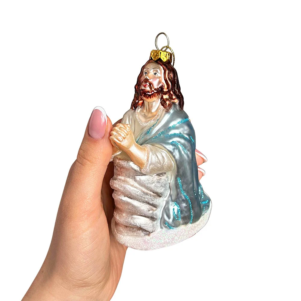 Praying Jesus Handcrafted Glass Christmas Ornament, Religious Christian Tree Decoration by OrnamentallyYou - Image 4