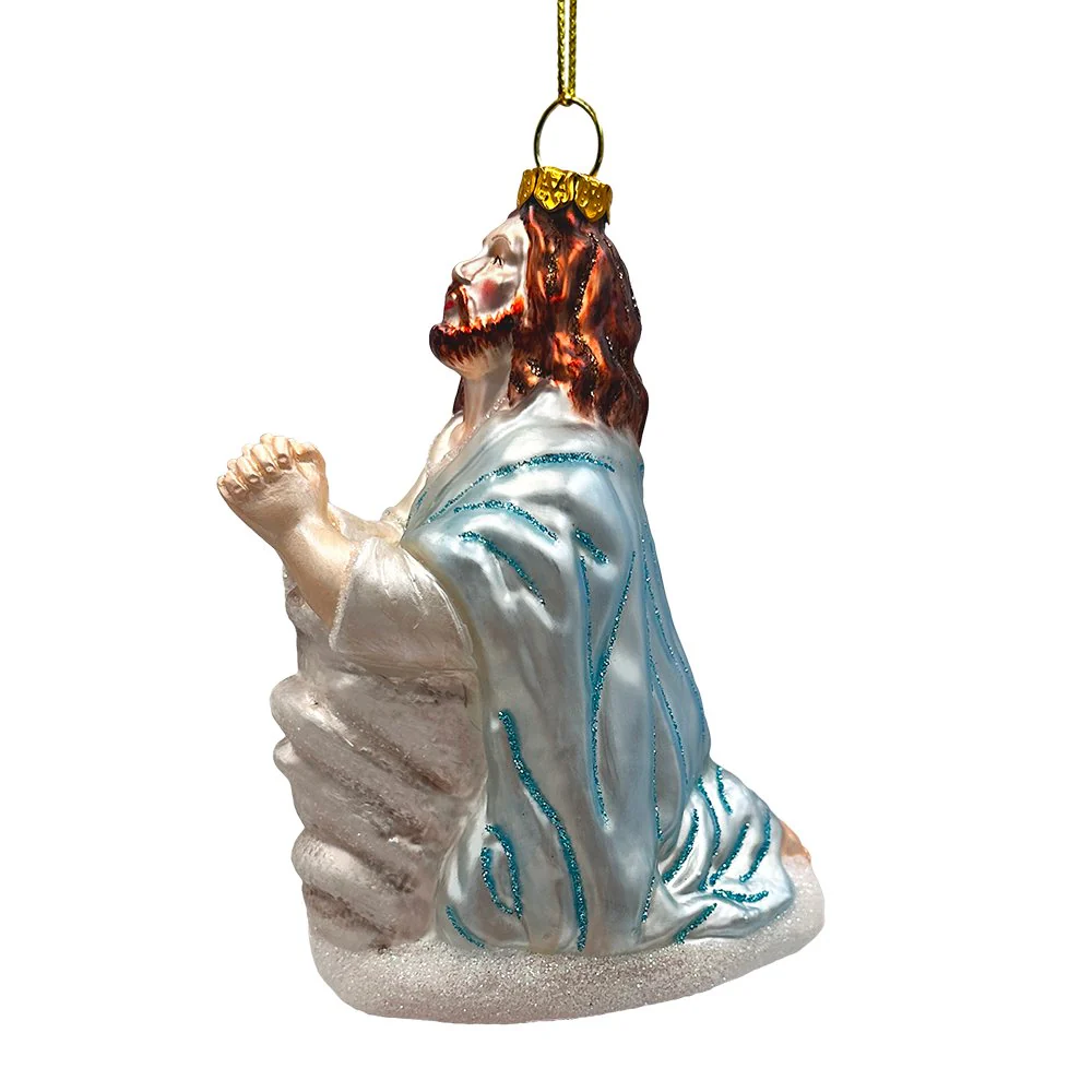 Praying Jesus Handcrafted Glass Christmas Ornament, Religious Christian Tree Decoration by OrnamentallyYou - Image 5