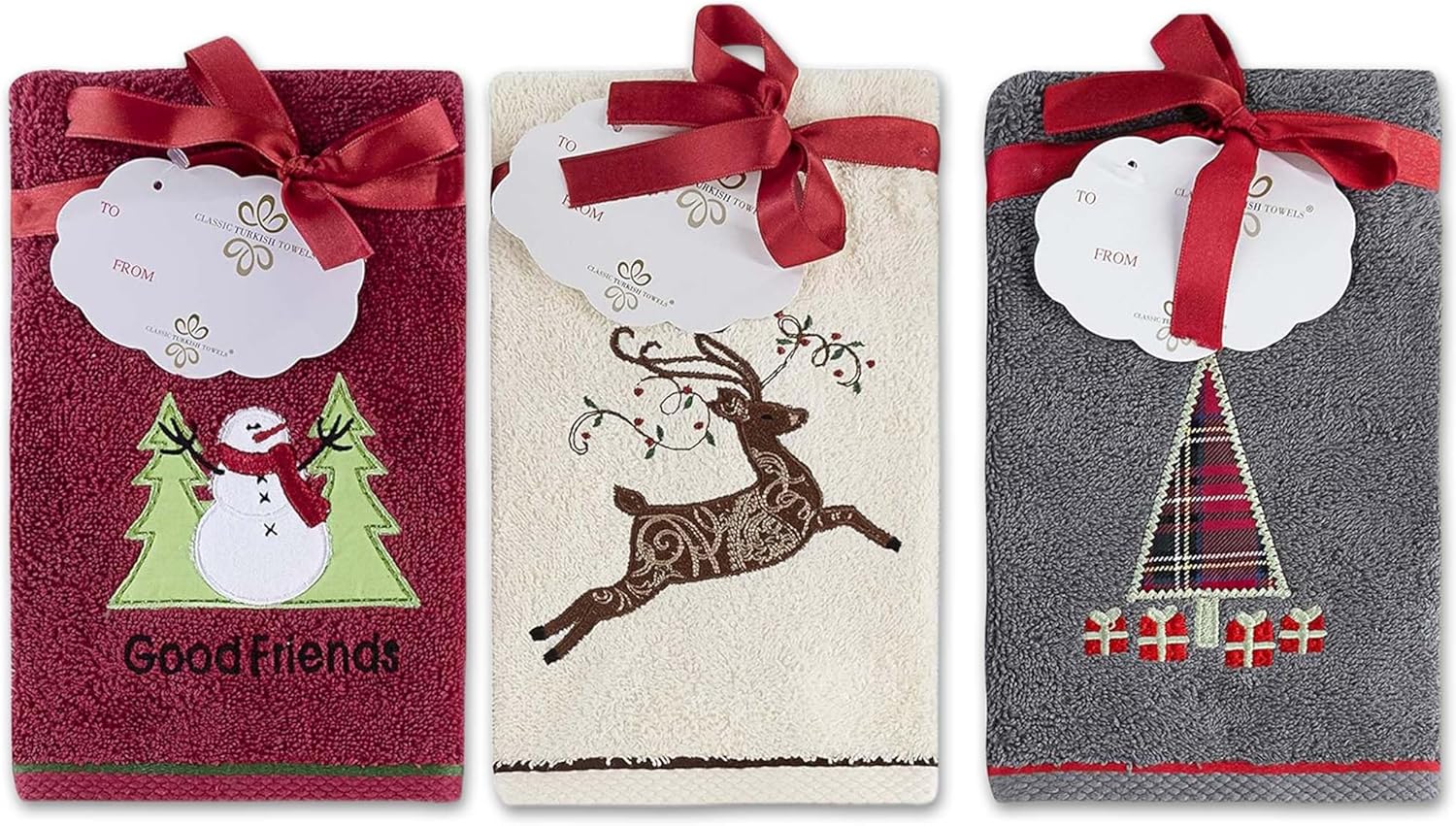 Premium 6-Piece Turkish Cotton Christmas Towel Set - Soft, Absorbent, Holiday Bathroom Decor - Image 6